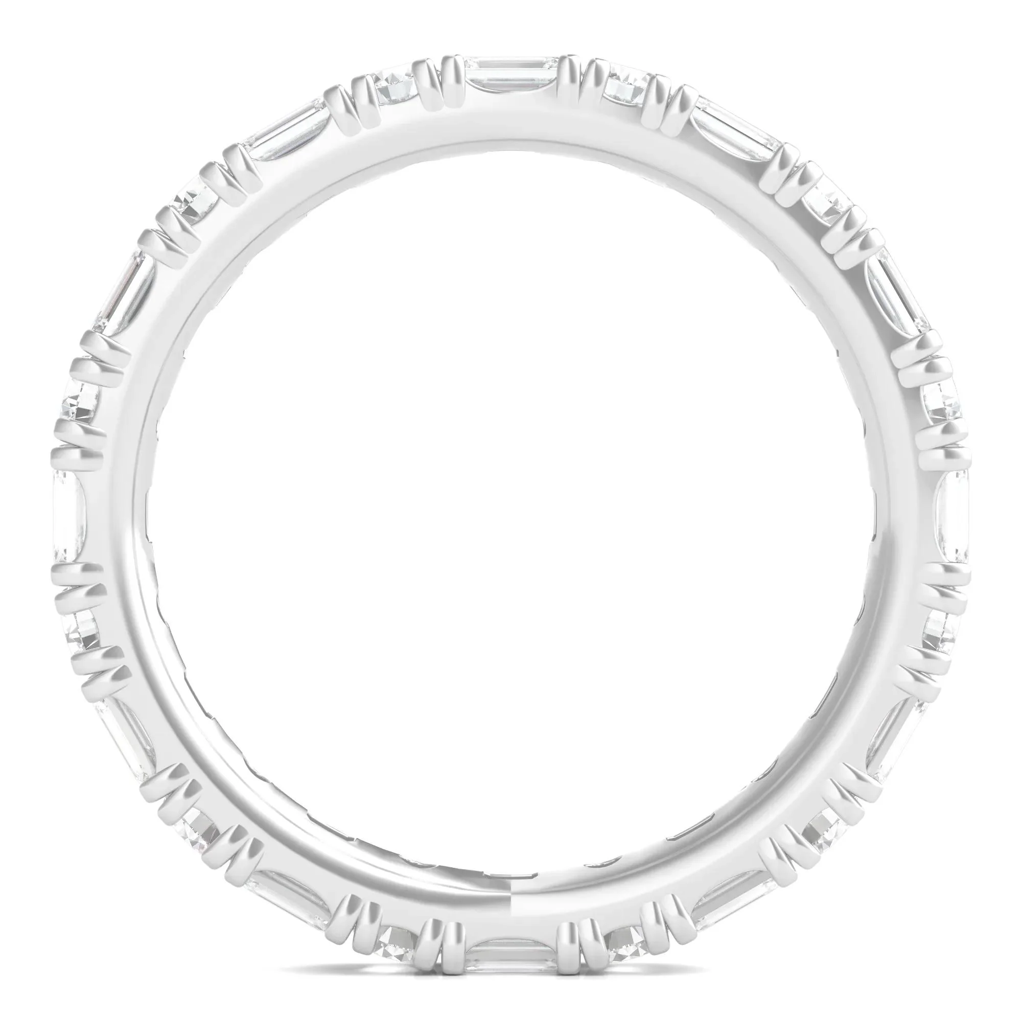1/2 CT. Tw. Round and Emerald-Cut Lab Grown Diamond Eternity Band Ring 14K White Gold Size 6 - Image 2