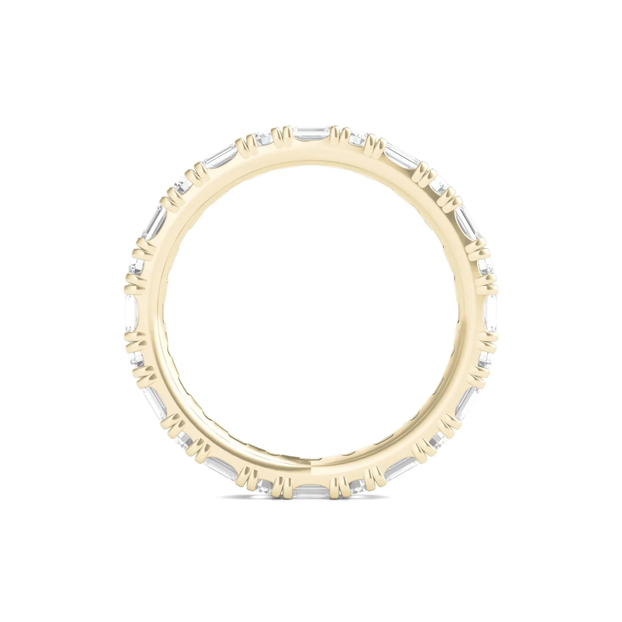 1/2 CT. Tw. Round and Emerald-Cut Lab Grown Diamond Eternity Band Ring 14K Yellow Gold Size 6.5 - Image 2