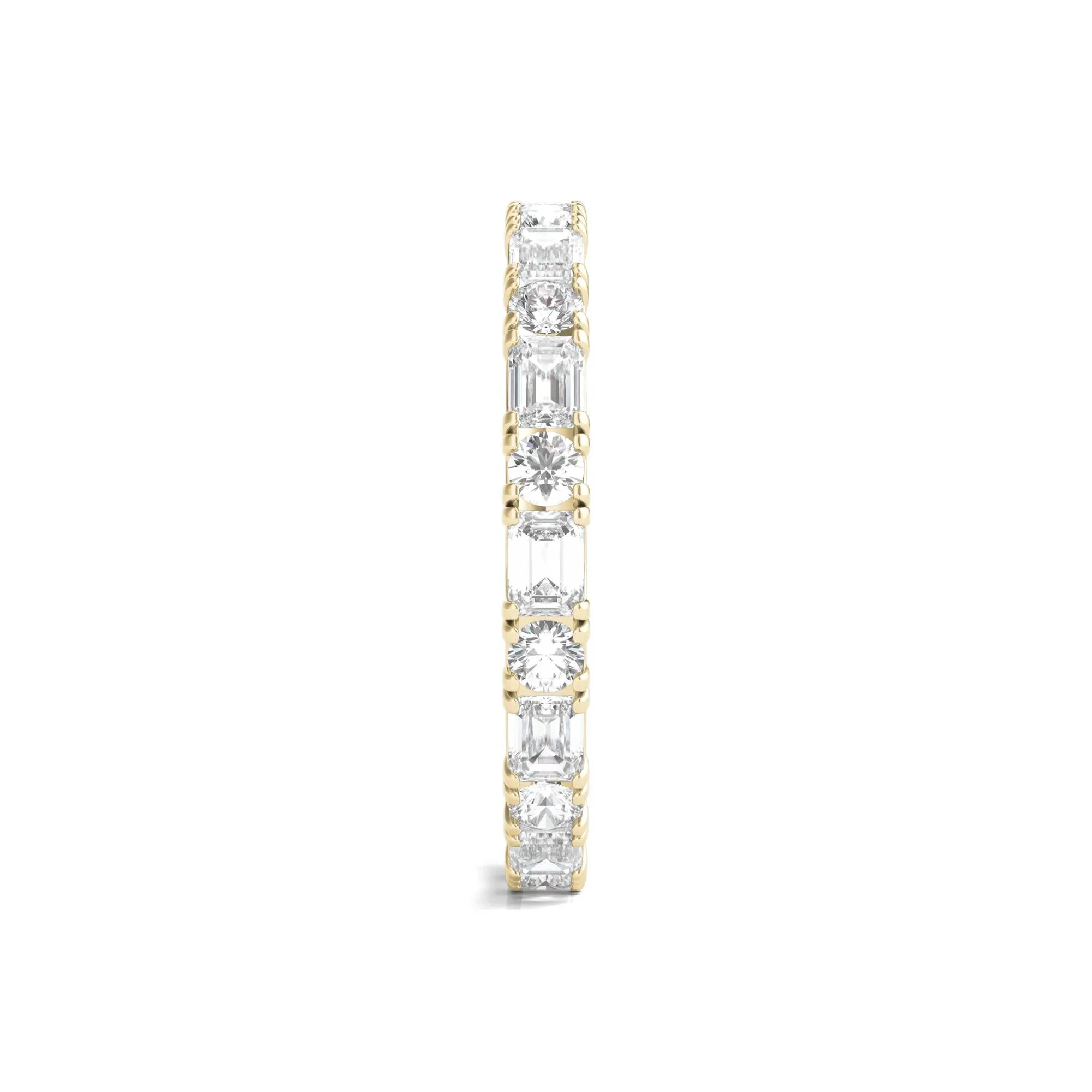 1/2 CT. Tw. Round and Emerald-Cut Lab Grown Diamond Eternity Band Ring 14K Yellow Gold Size 8 - Image 3