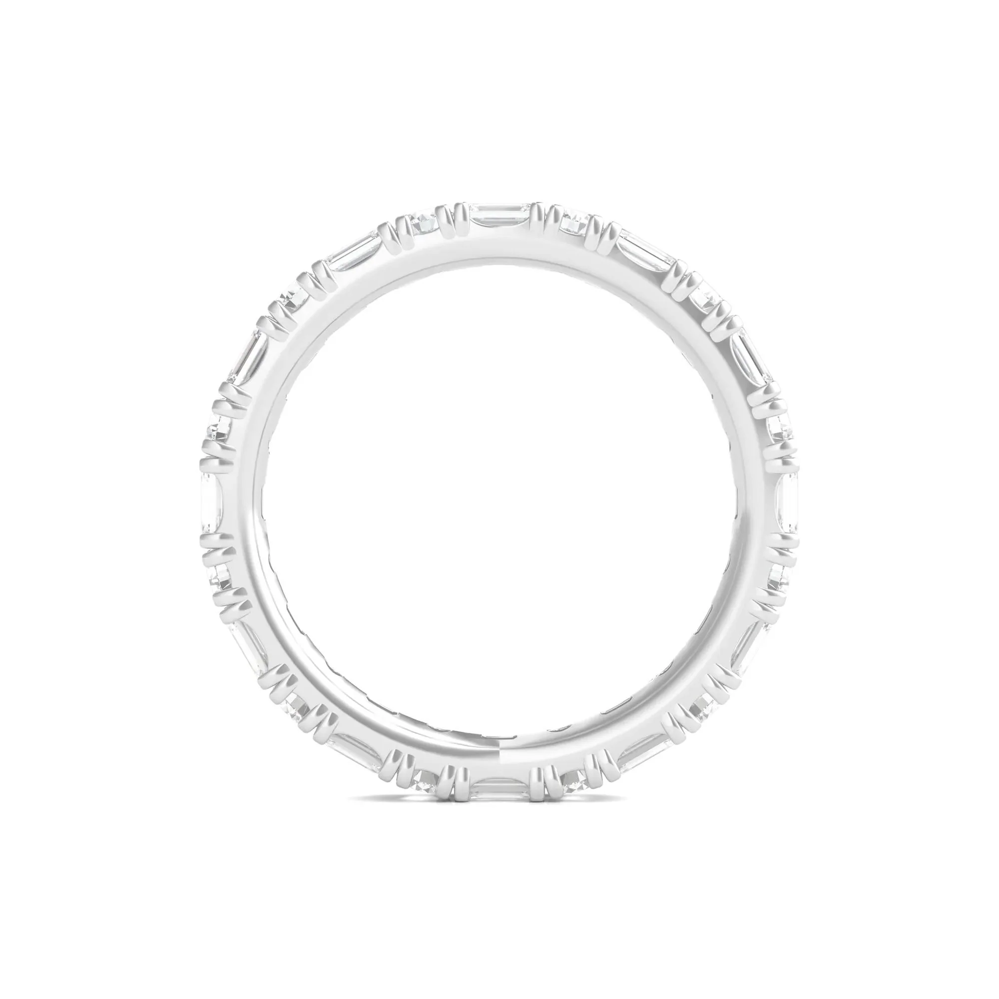 1/2 CT. Tw. Round and Emerald-Cut Lab Grown Diamond Eternity Band Ring Platinum White Size 5.5 - Image 2