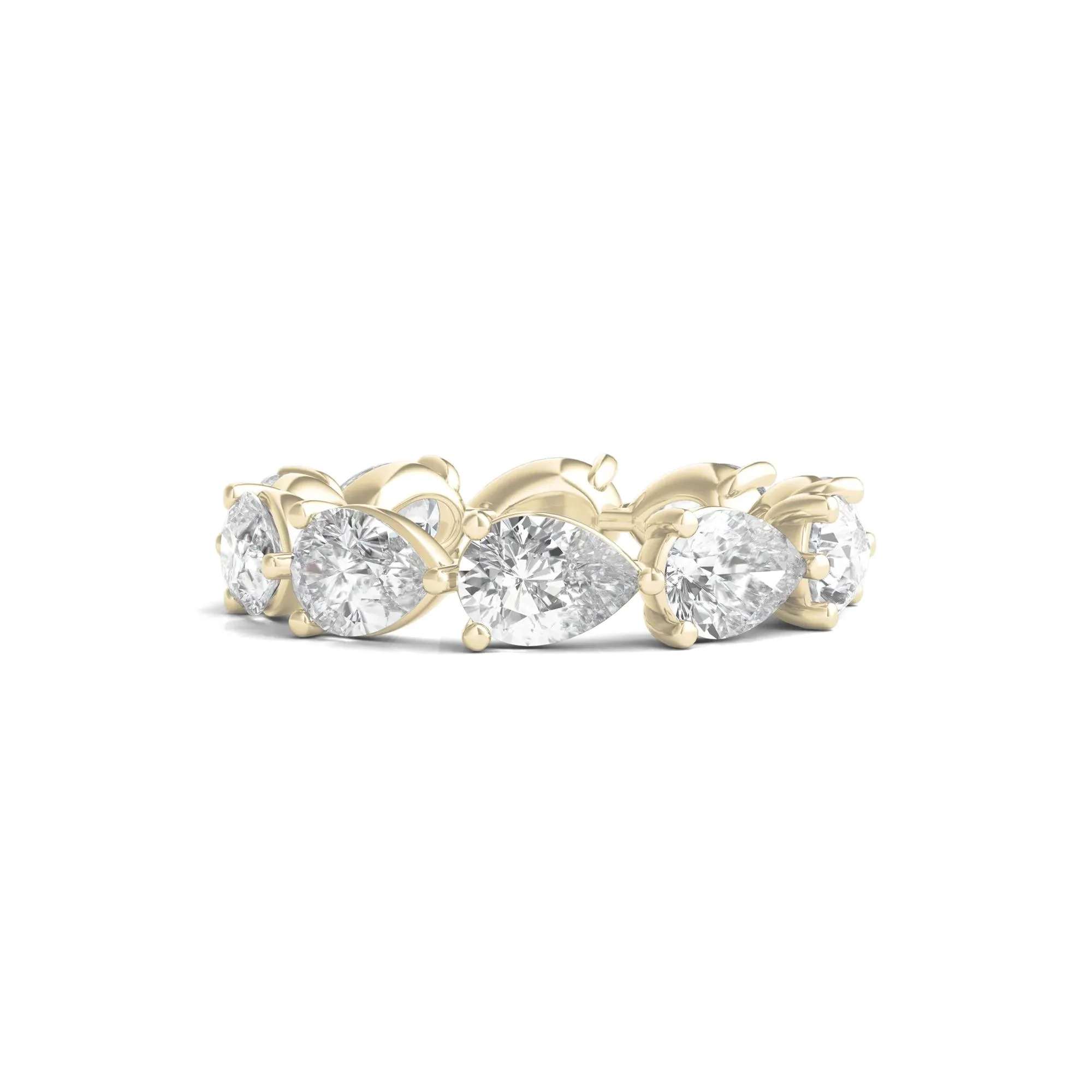 Pear-Cut Lab Grown Diamond Eternity Band Ring 14K Yellow Gold (5 CT. Wt.) Size 6.5