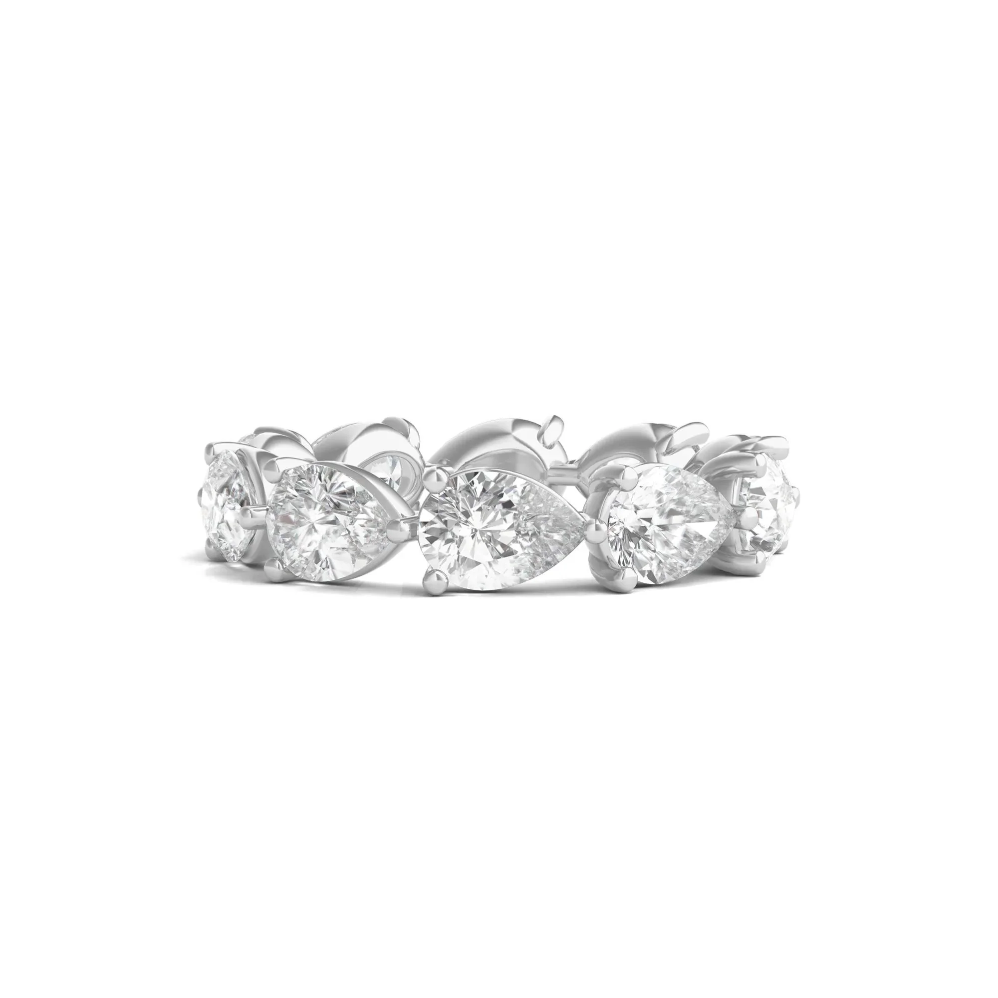 Pear-Cut Lab Grown Diamond Eternity Band Ring Platinum (5 CT.tw.) White Size 8.5
