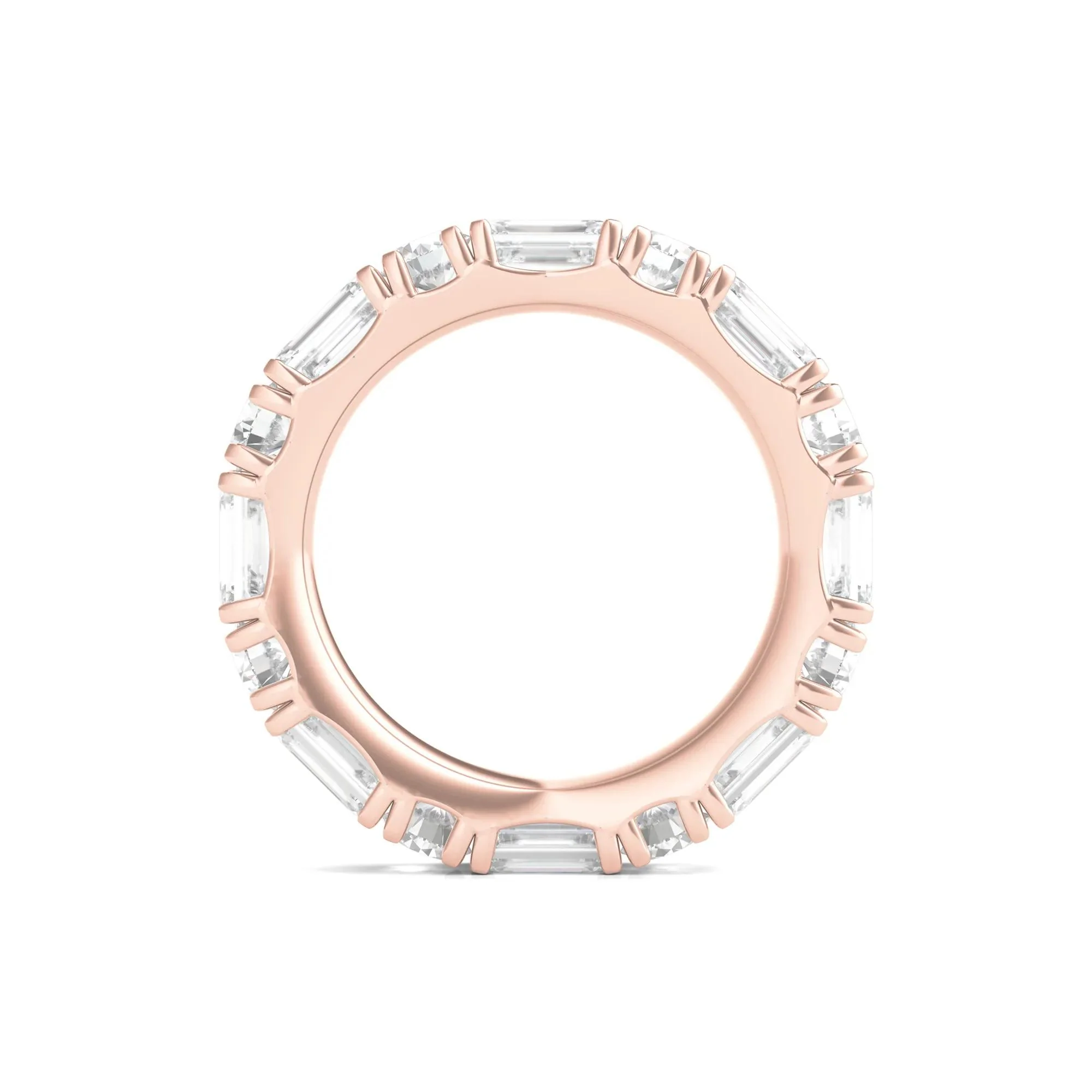 5 CT. Tw. Round and Emerald-Cut Lab Grown Diamond Eternity Band Ring 14K Rose Gold Size 4.5 - Image 2