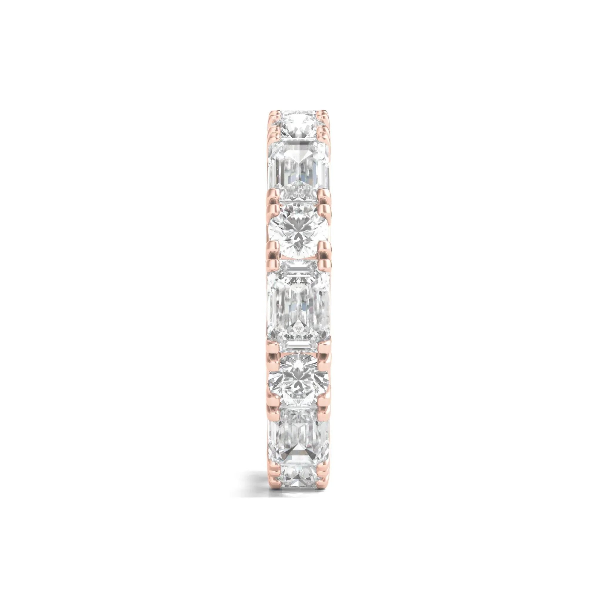 5 CT. Tw. Round and Emerald-Cut Lab Grown Diamond Eternity Band Ring 14K Rose Gold Size 6.5 - Image 3