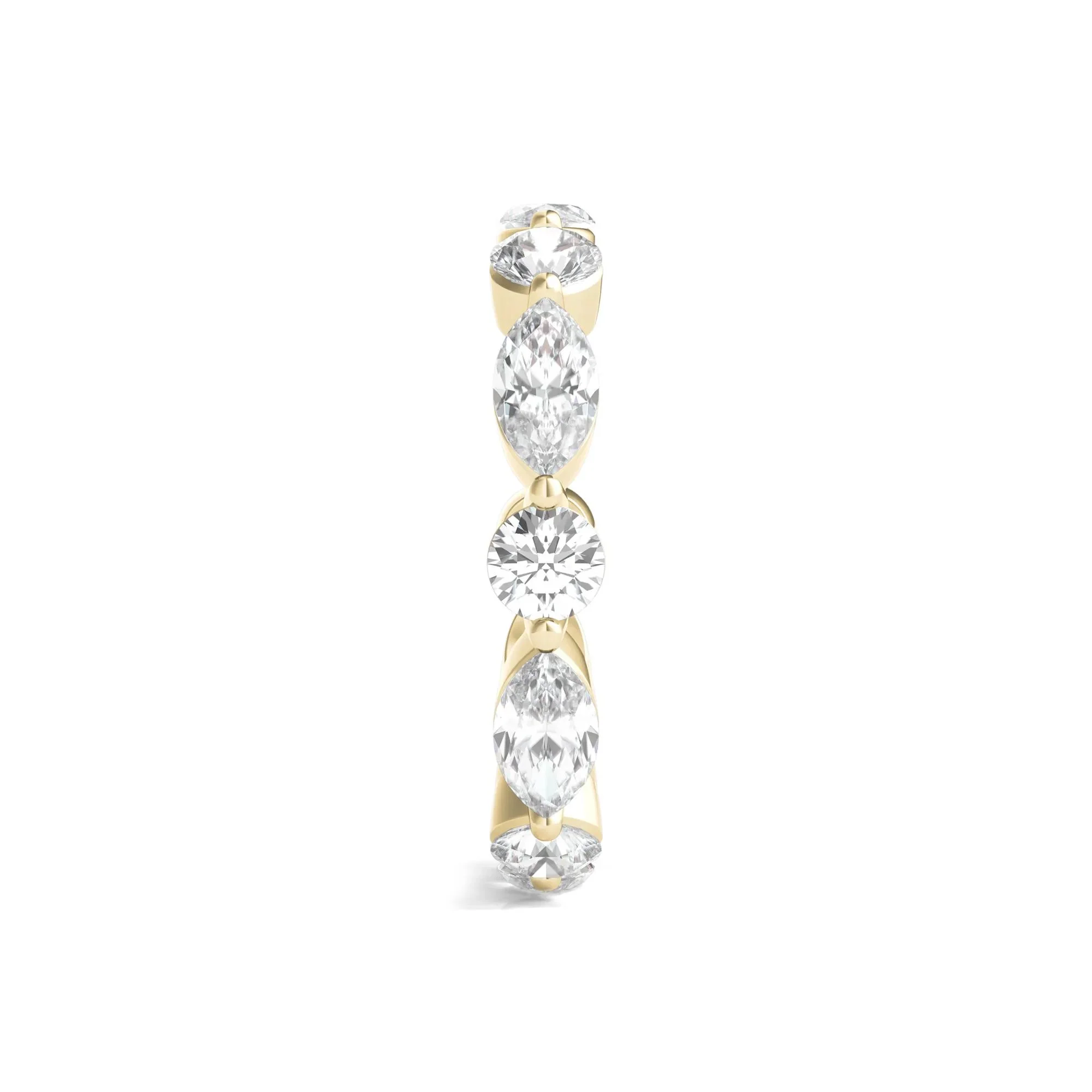 3 CT. Tw. Round and Marquise Lab Grown Diamond Eternity Band Ring 14K Yellow Gold Size 5.5 3mm - Image 3