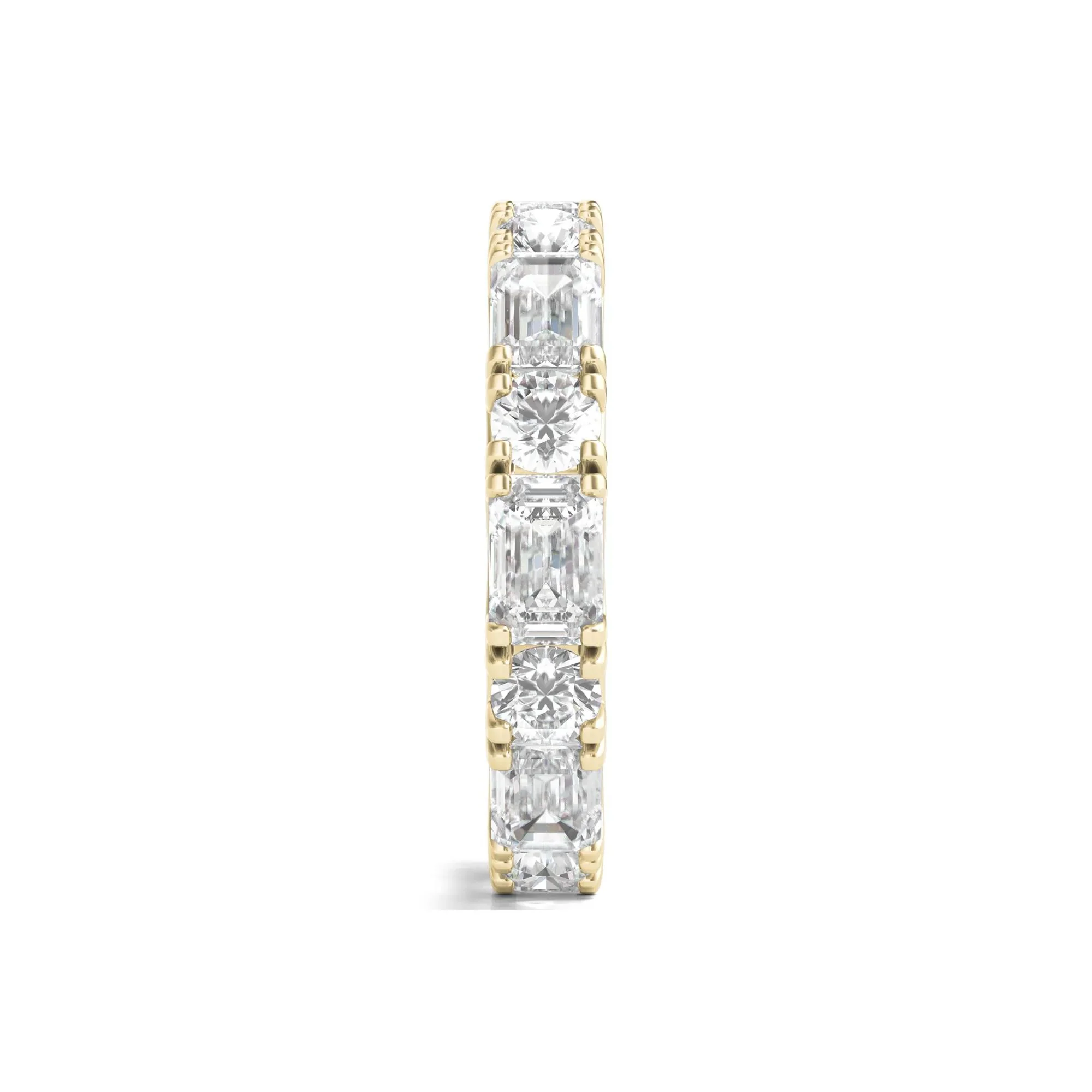 5 CT. Tw. Round and Emerald-Cut Lab Grown Diamond Eternity Band Ring 14K Yellow Gold Size 4.5 - Image 3