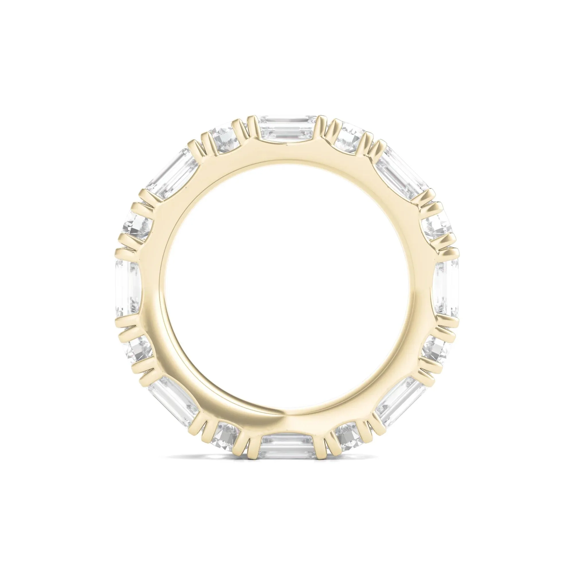 5 CT. Tw. Round and Emerald-Cut Lab Grown Diamond Eternity Band Ring 14K Yellow Gold Size 8 - Image 2
