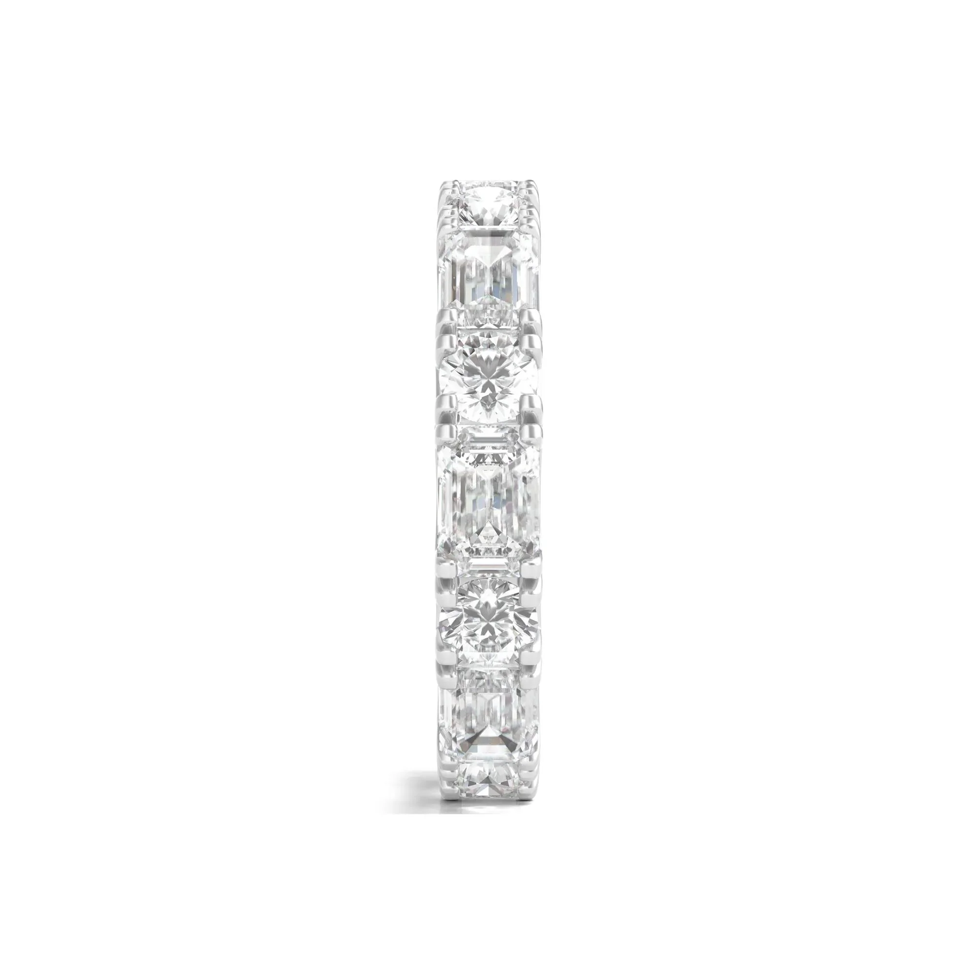 5 CT. Tw. Round and Emerald-Cut Lab Grown Diamond Eternity Band Ring Platinum White Size 4.5 - Image 3