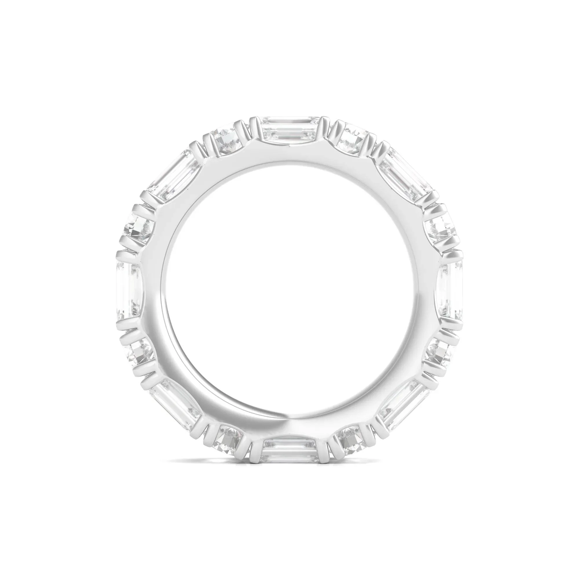 5 CT. Tw. Round and Emerald-Cut Lab Grown Diamond Eternity Band Ring Platinum White Size 5.5 - Image 2