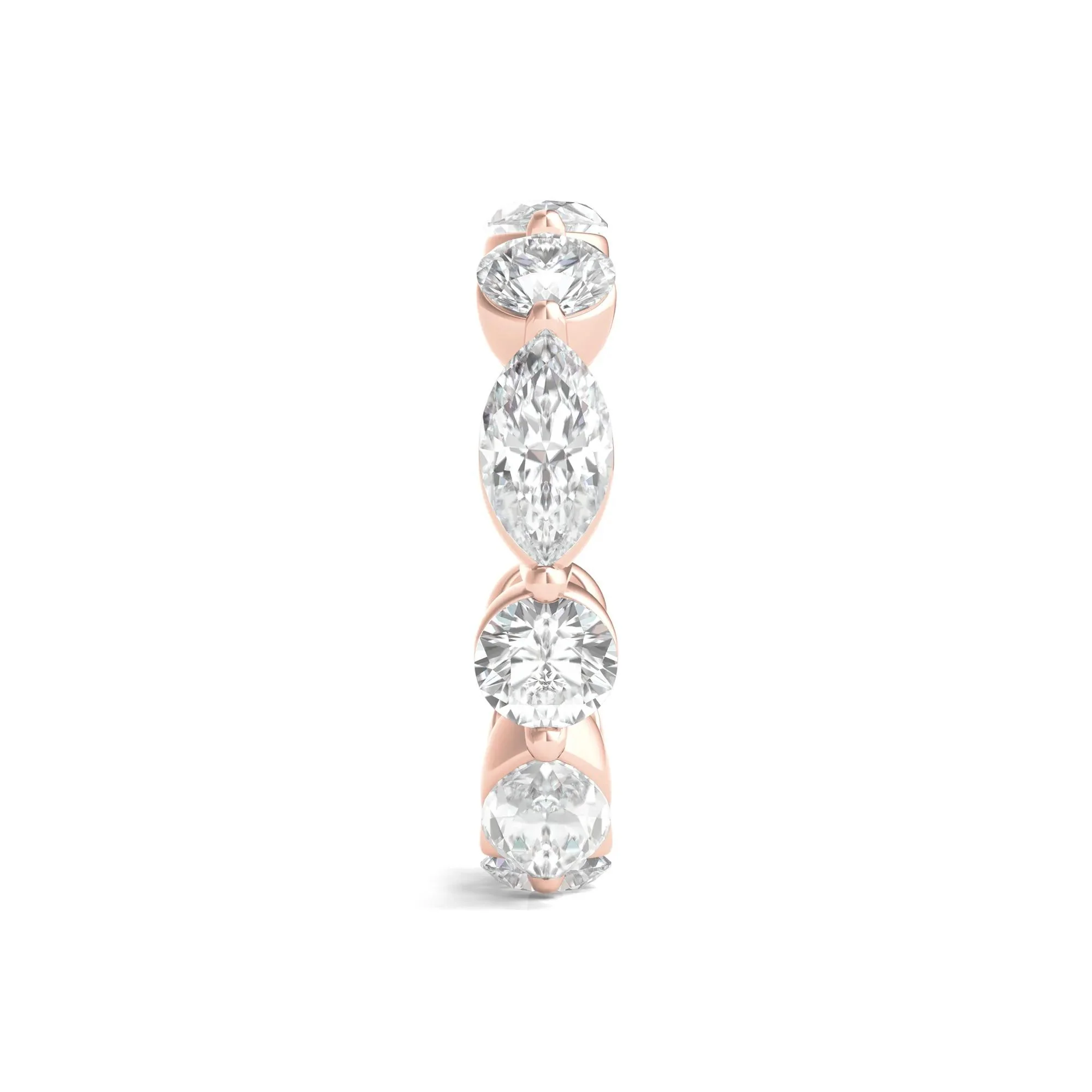5 CT. Tw. Marquise and Round-Cut Lab Grown Diamond Eternity Band Ring 14K Rose Gold Size 4 2mm - Image 3