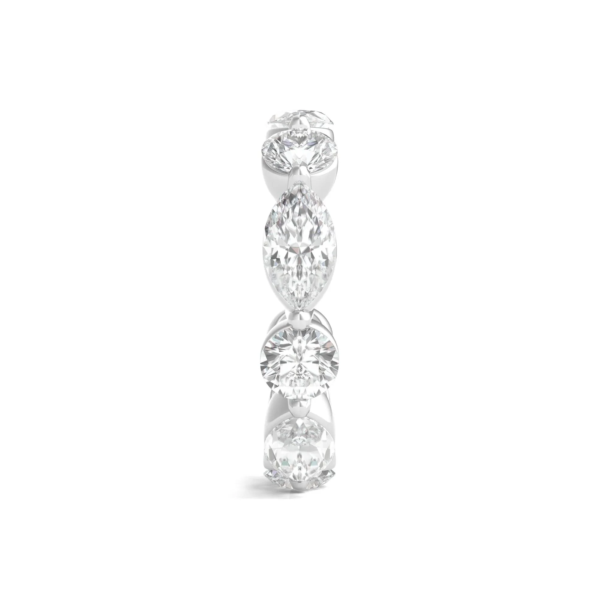 5 CT. Tw. Marquise and Round-Cut Lab Grown Diamond Eternity Band Ring 14K White Gold Size 6 2mm - Image 3