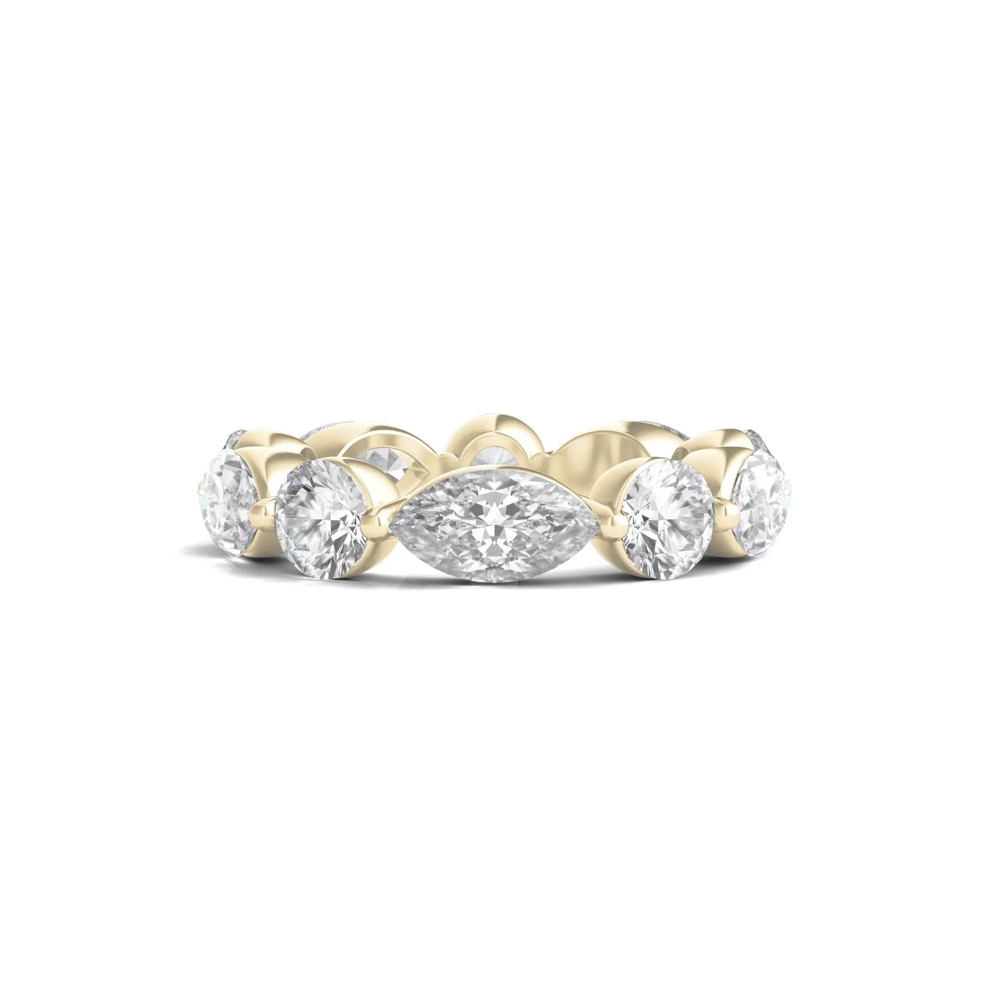5 CT. Tw. Marquise and Round-Cut Lab Grown Diamond Eternity Band Ring 14K Yellow Gold Size 6 2mm - Image 2