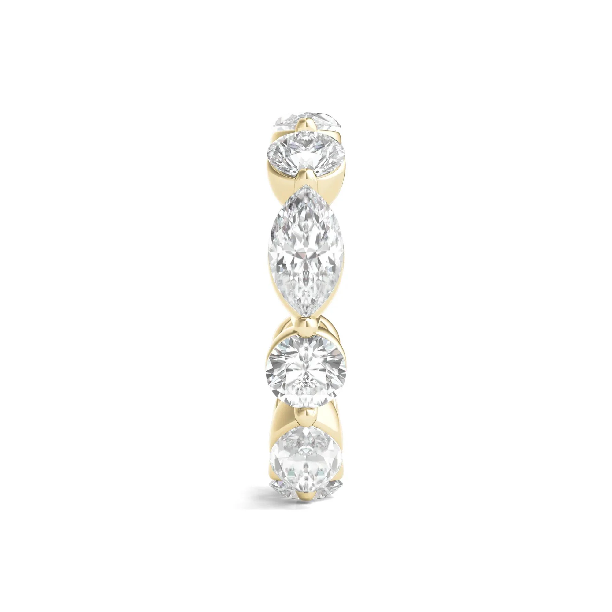 5 CT. Tw. Marquise and Round-Cut Lab Grown Diamond Eternity Band Ring 14K Yellow Gold Size 7.5 2mm - Image 3