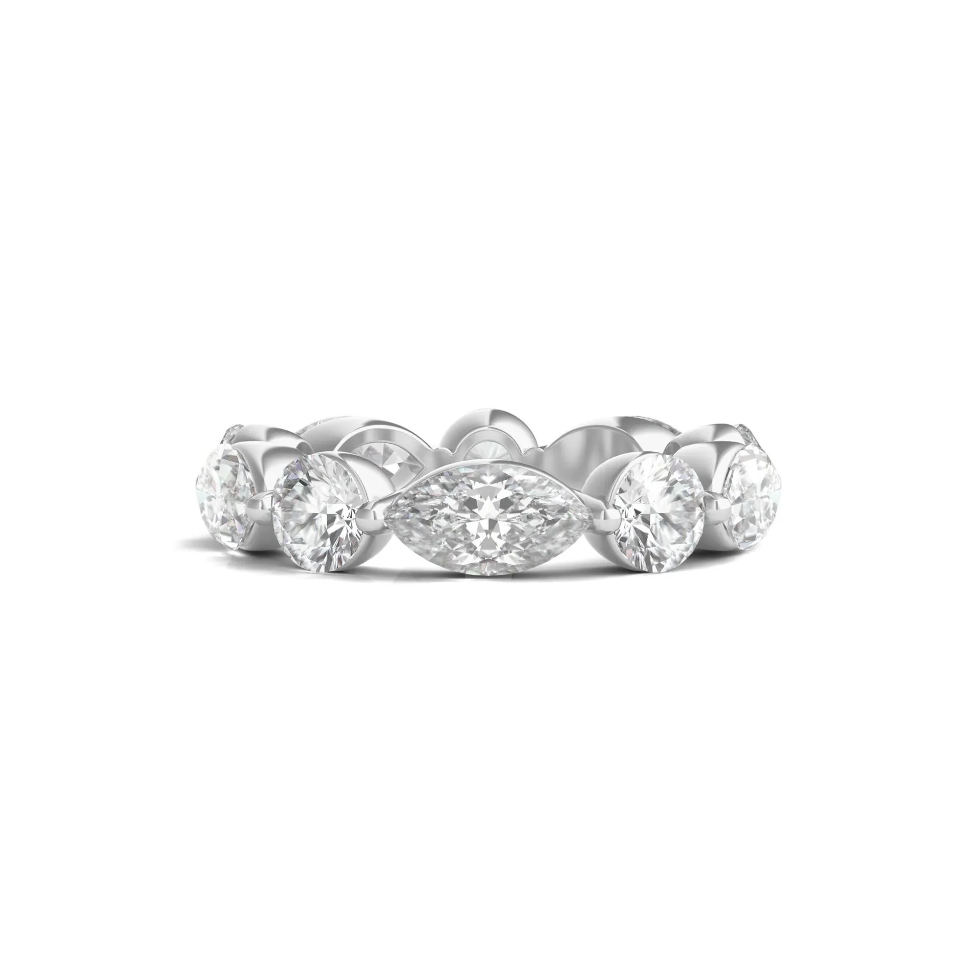 5 CT. Tw. Marquise and Round-Cut Lab Grown Diamond Eternity Band Ring Platinum White Size 8 2mm