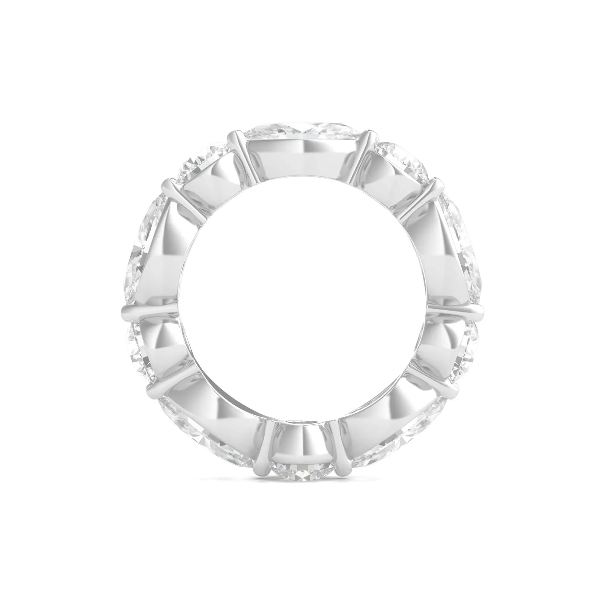 5 CT. Tw. Marquise and Round-Cut Lab Grown Diamond Eternity Band Ring Platinum White Size 8 2mm - Image 2