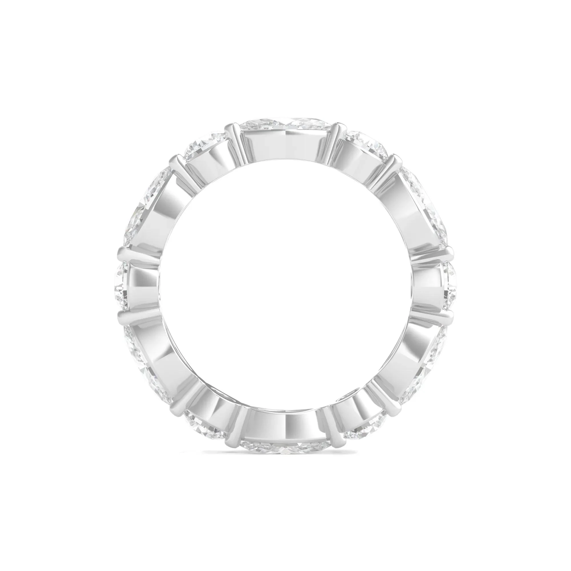 3 CT. Tw. Round and Marquise Lab Grown Diamond Eternity Band Ring Platinum White Size 6 2mm - Image 2