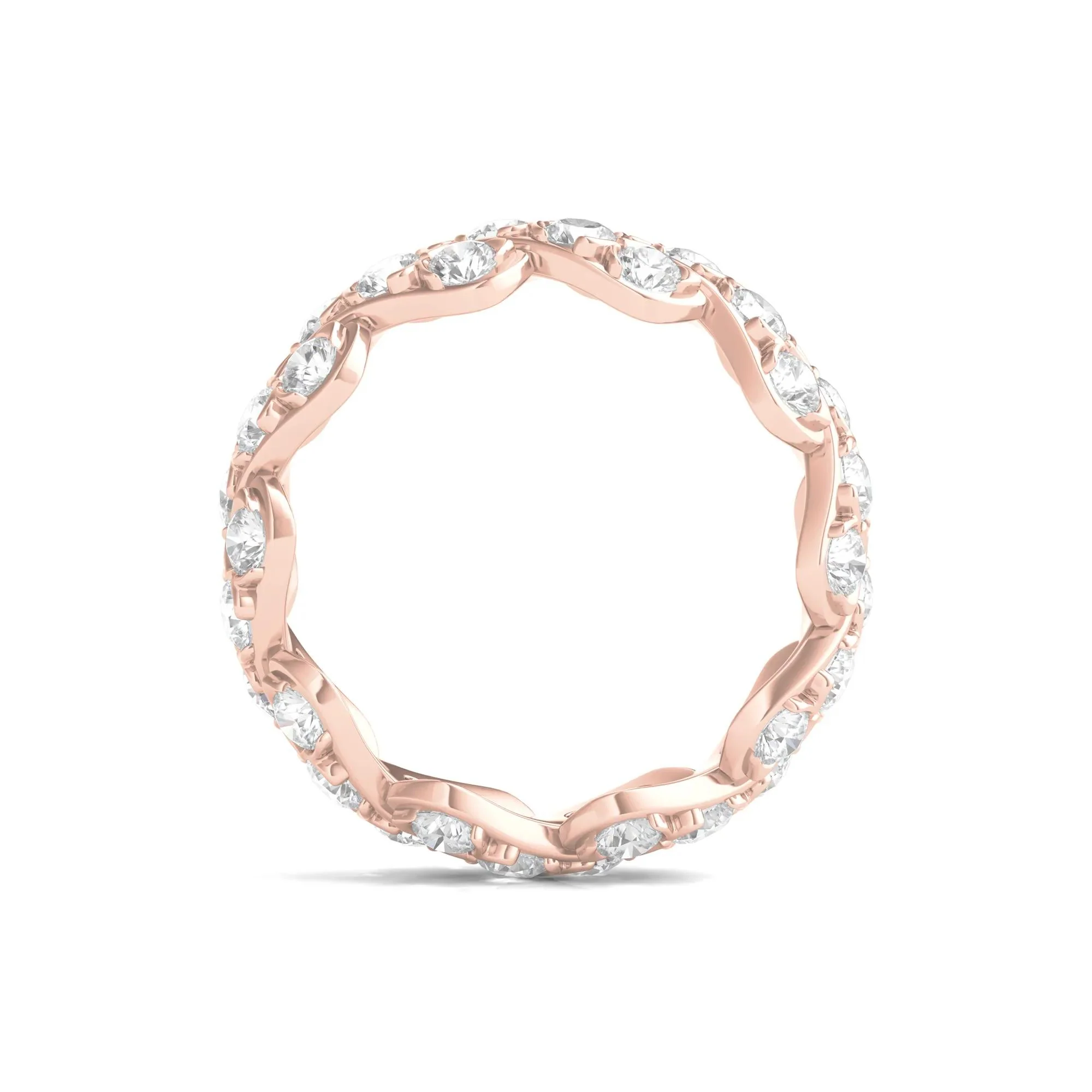 3 CT. Tw. Round-Cut Lab Grown Diamond Twist Eternity Band Ring 14K Rose Gold Size 5 - Image 2
