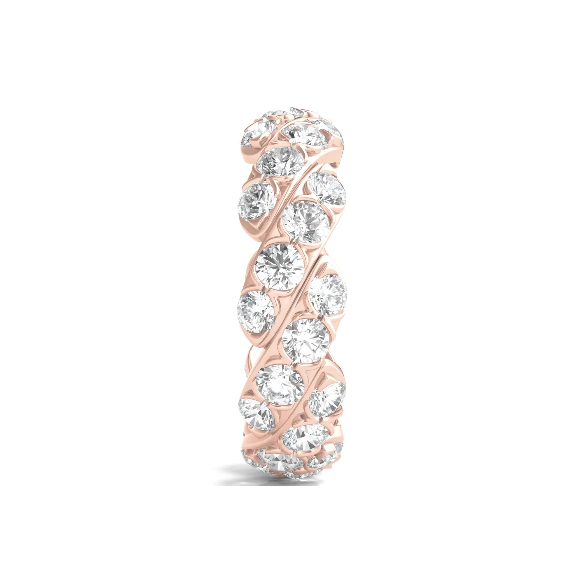 3 CT. Tw. Round-Cut Lab Grown Diamond Twist Eternity Band Ring 14K Rose Gold Size 6 - Image 3