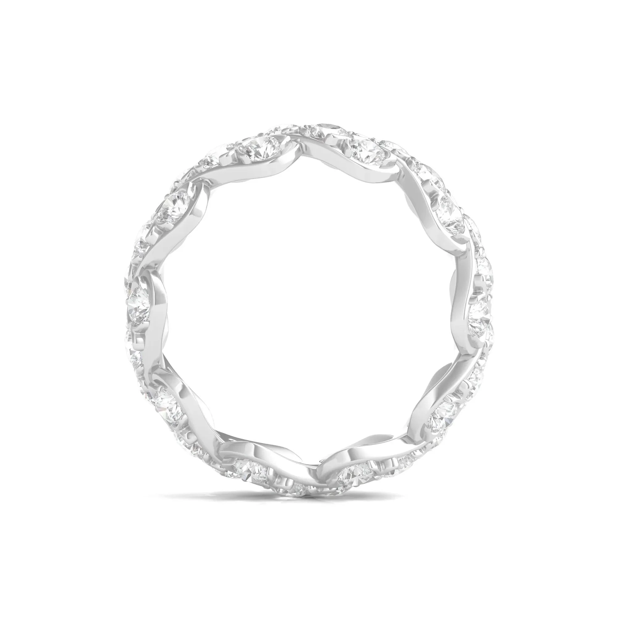3 CT. Tw. Round-Cut Lab Grown Diamond Twist Eternity Band Ring 14K White Gold Size 4 - Image 2
