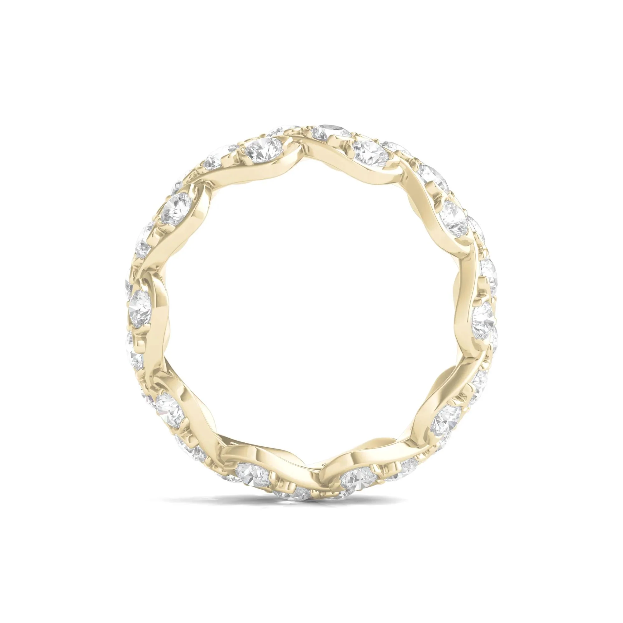 3 CT. Tw. Round-Cut Lab Grown Diamond Twist Eternity Band Ring 14K Yellow Gold Size 6.5 - Image 2