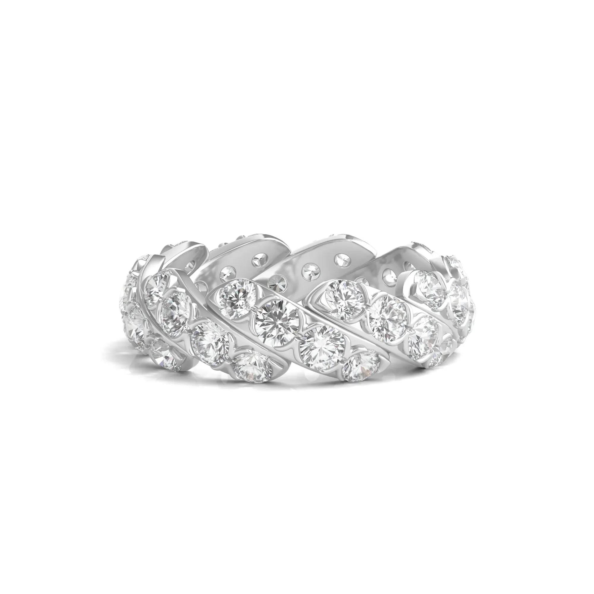 3 CT. Tw. Round-Cut Lab Grown Diamond Twist Eternity Band Ring Platinum White Size 8