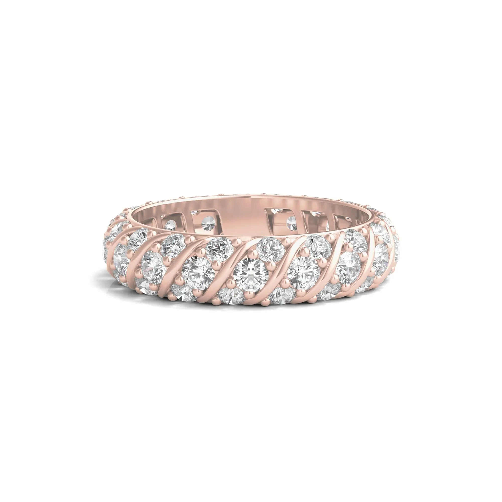 2 1/2 CT. Tw. Round-Cut Rolling Pave Lab Grown Diamond Eternity Band Ring 14K Rose Gold Size 5.5