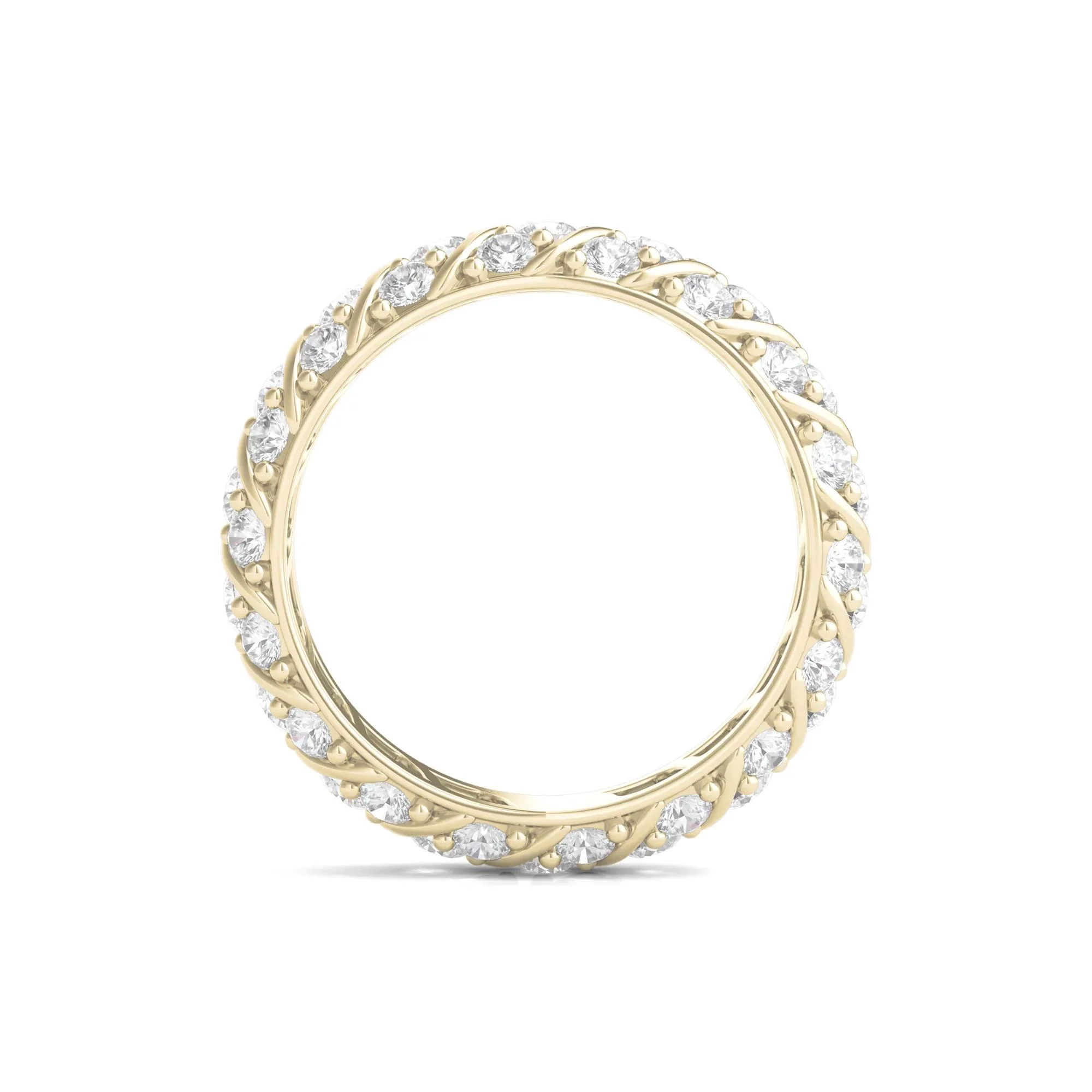 2 1/2 CT. Tw. Round-Cut Rolling Pave Lab Grown Diamond Eternity Band Ring 14K Yellow Gold Size 4 - Image 2