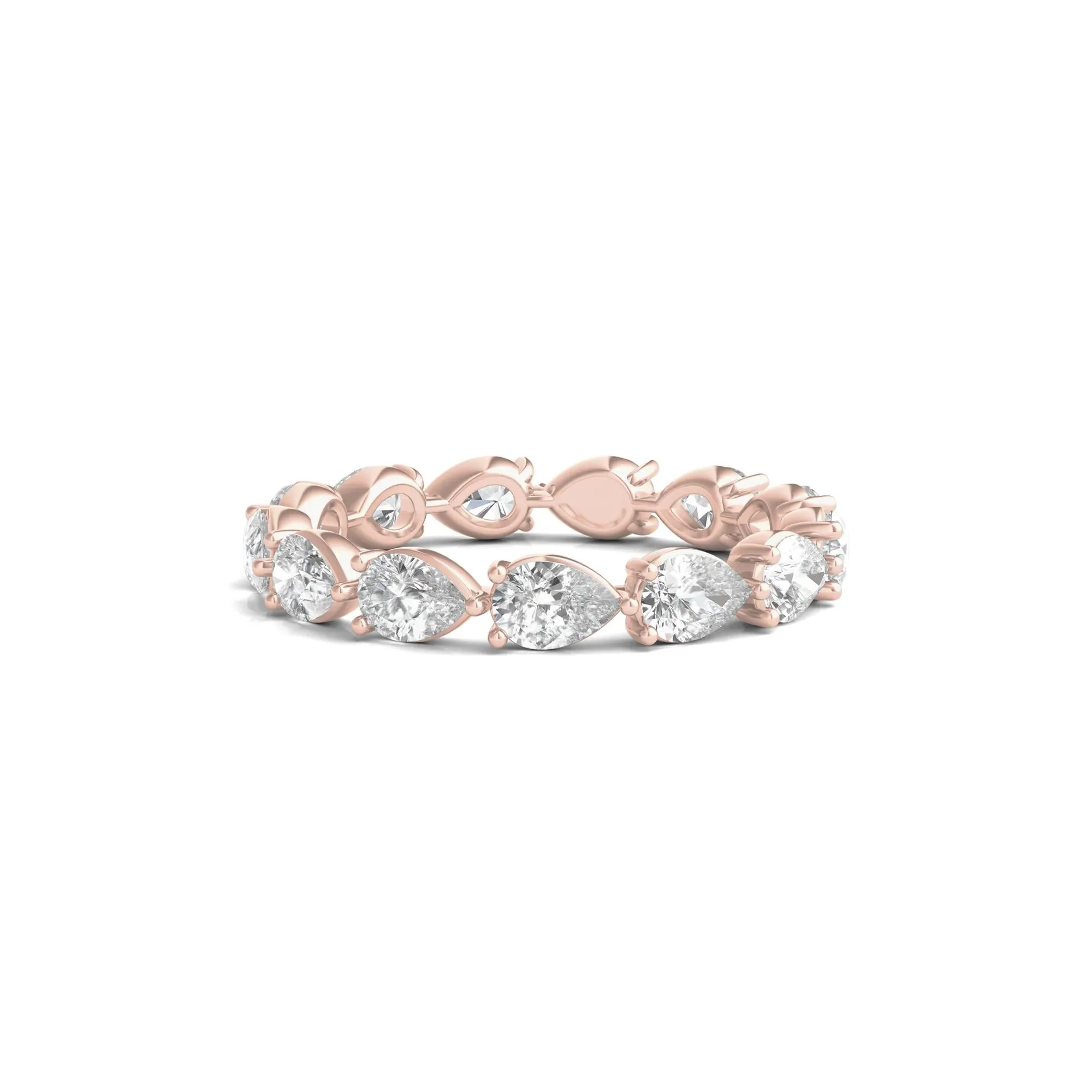 2 CT. Tw. Pear-Cut Lab Grown Diamond Eternity Band Ring 14K Rose Gold Size 6.5