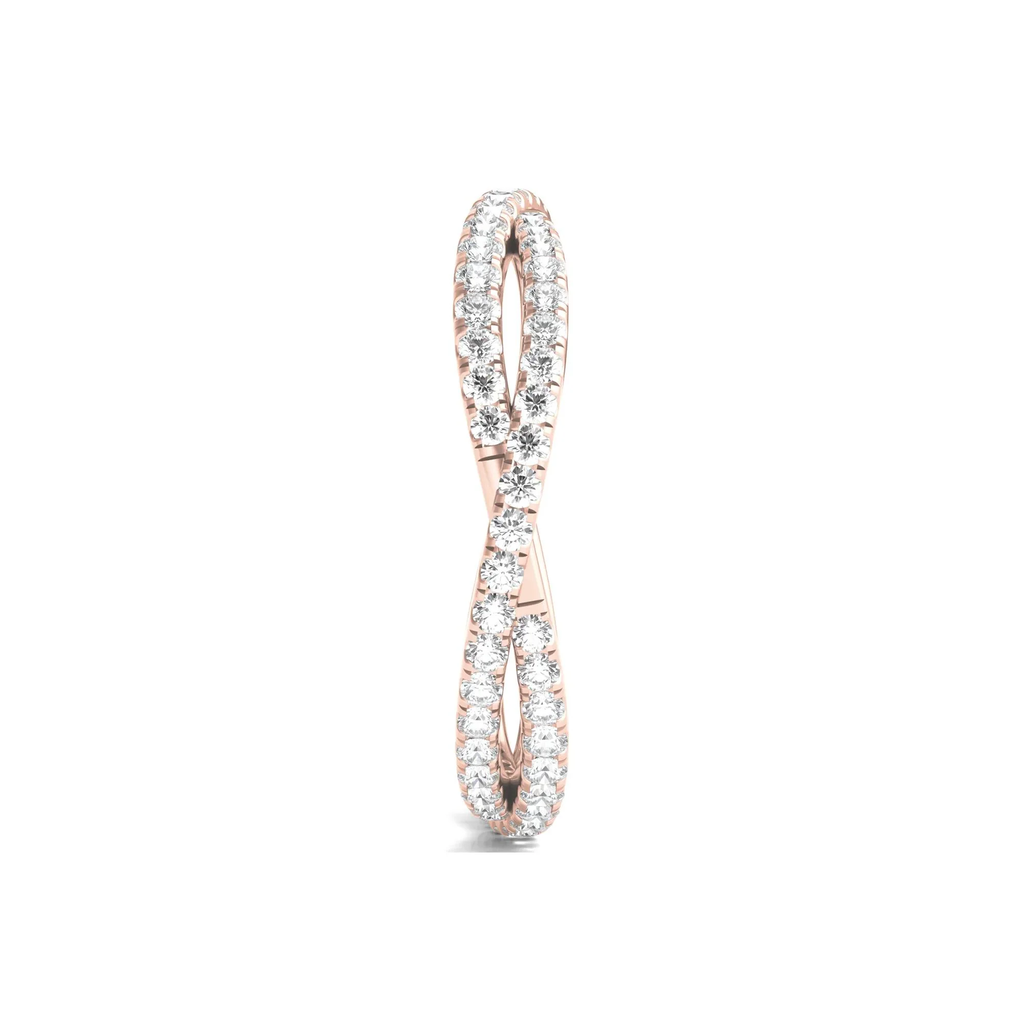 7/8 CT. Tw. Lab Grown Diamond Infinity Twist Eternity Band Ring 14K Rose Gold Round Brilliant Cut Size 4 - Image 3