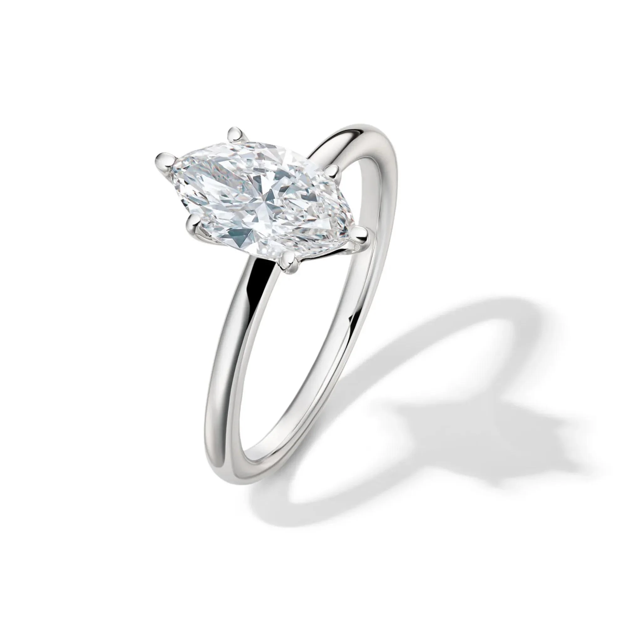 Lab Grown Diamond Solitaire Marquise Engagement Ring Platinum (1/2 CT.) White Size 7 2mm - Image 4