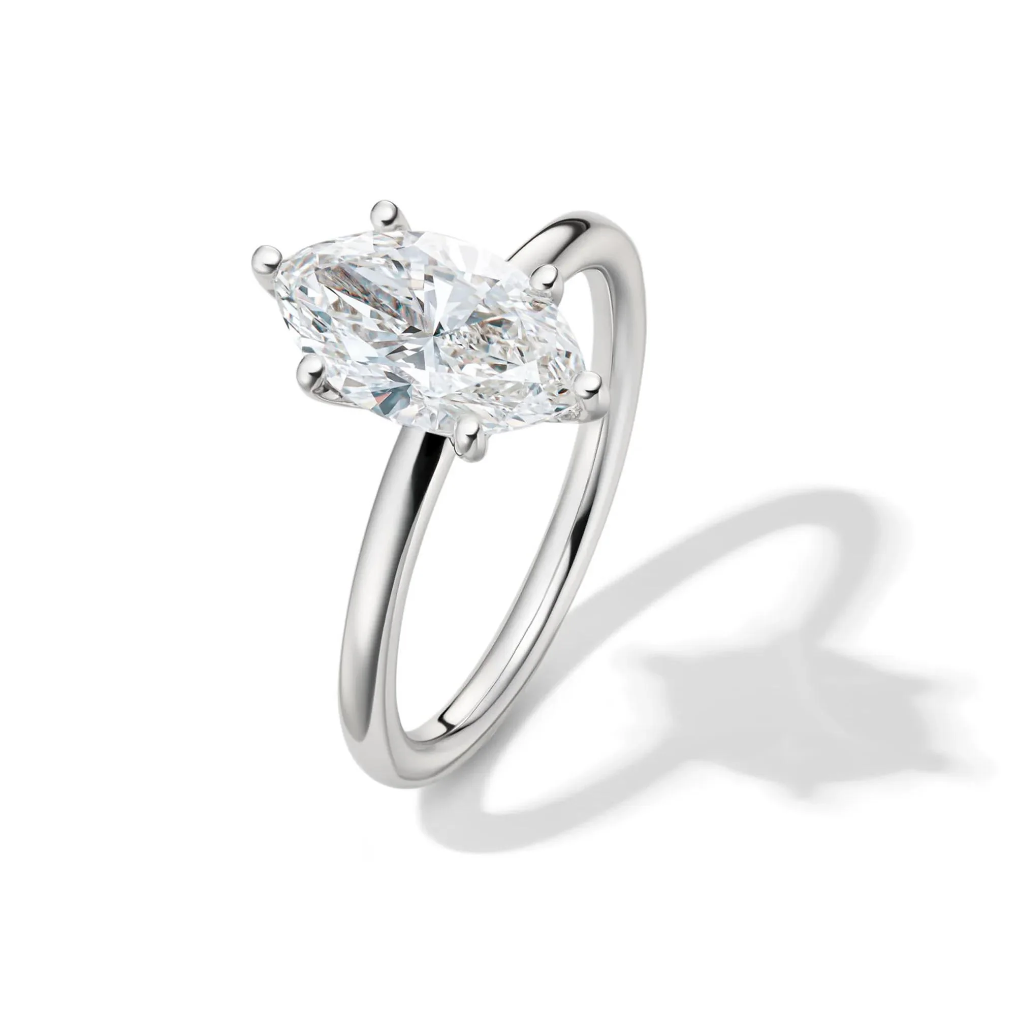 Lab Grown Diamond Solitaire Marquise Engagement Ring Platinum (2 CT.) White Size 7.5 2mm - Image 4