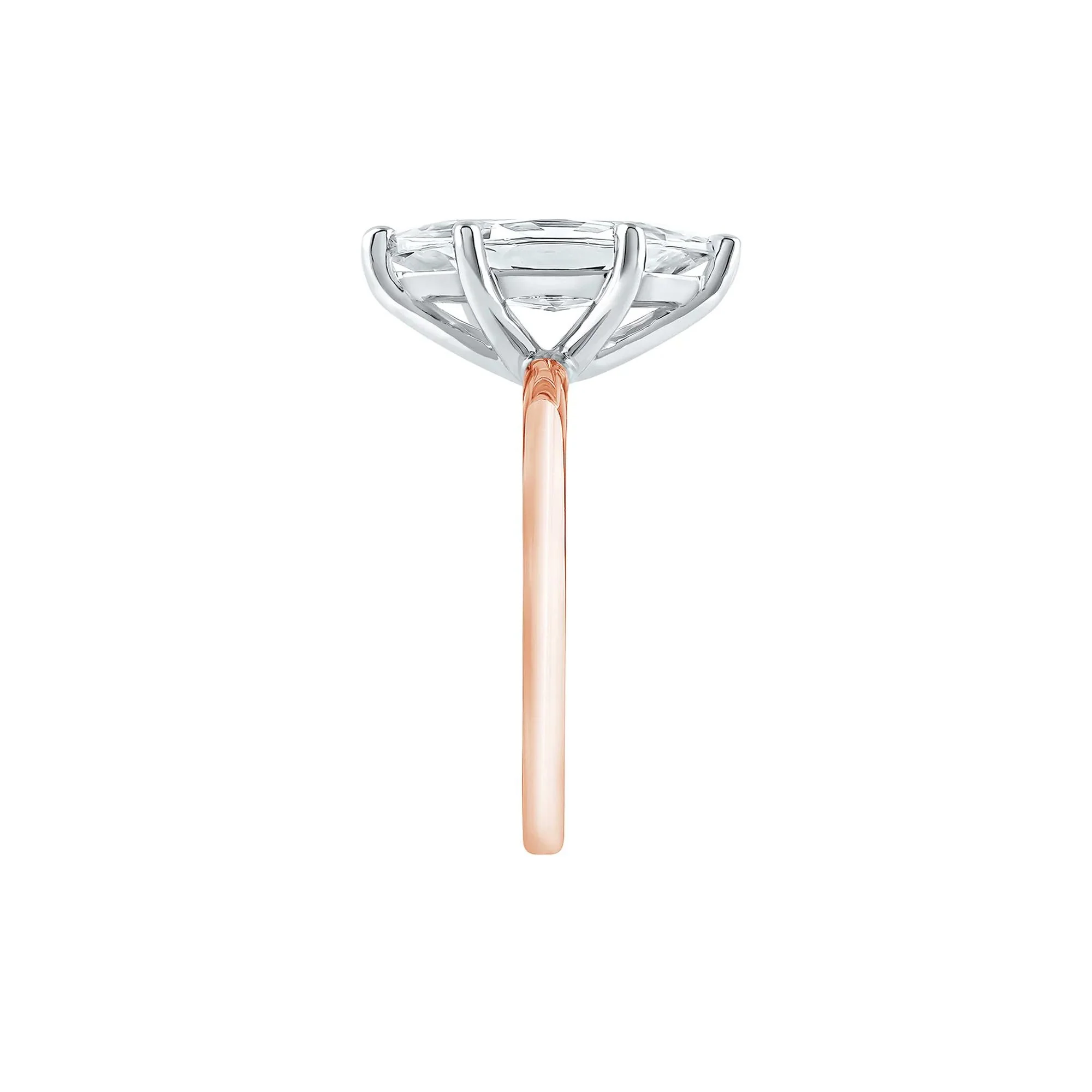 Lab Grown Diamond Solitaire Marquise Engagement Ring 14K Rose Gold (3 CT.) Size 8 2mm - Image 3