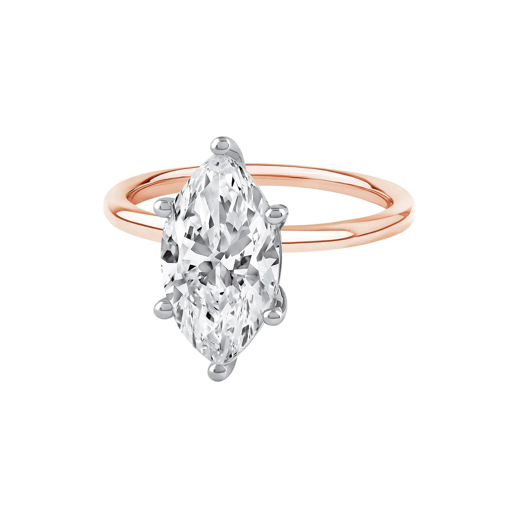 Lab Grown Diamond Solitaire Marquise Engagement Ring 14K Rose Gold (3 CT.) Size 9.5 2mm - Image 4