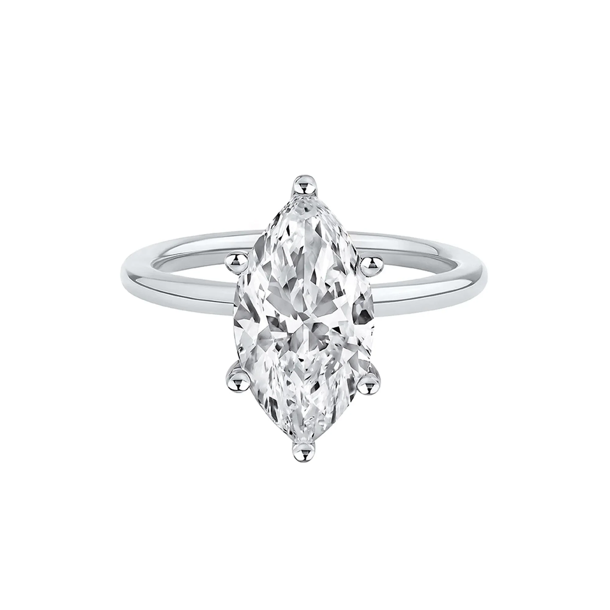 Lab Grown Diamond Solitaire Marquise Engagement Ring Platinum (3 CT.) White Size 9 2mm