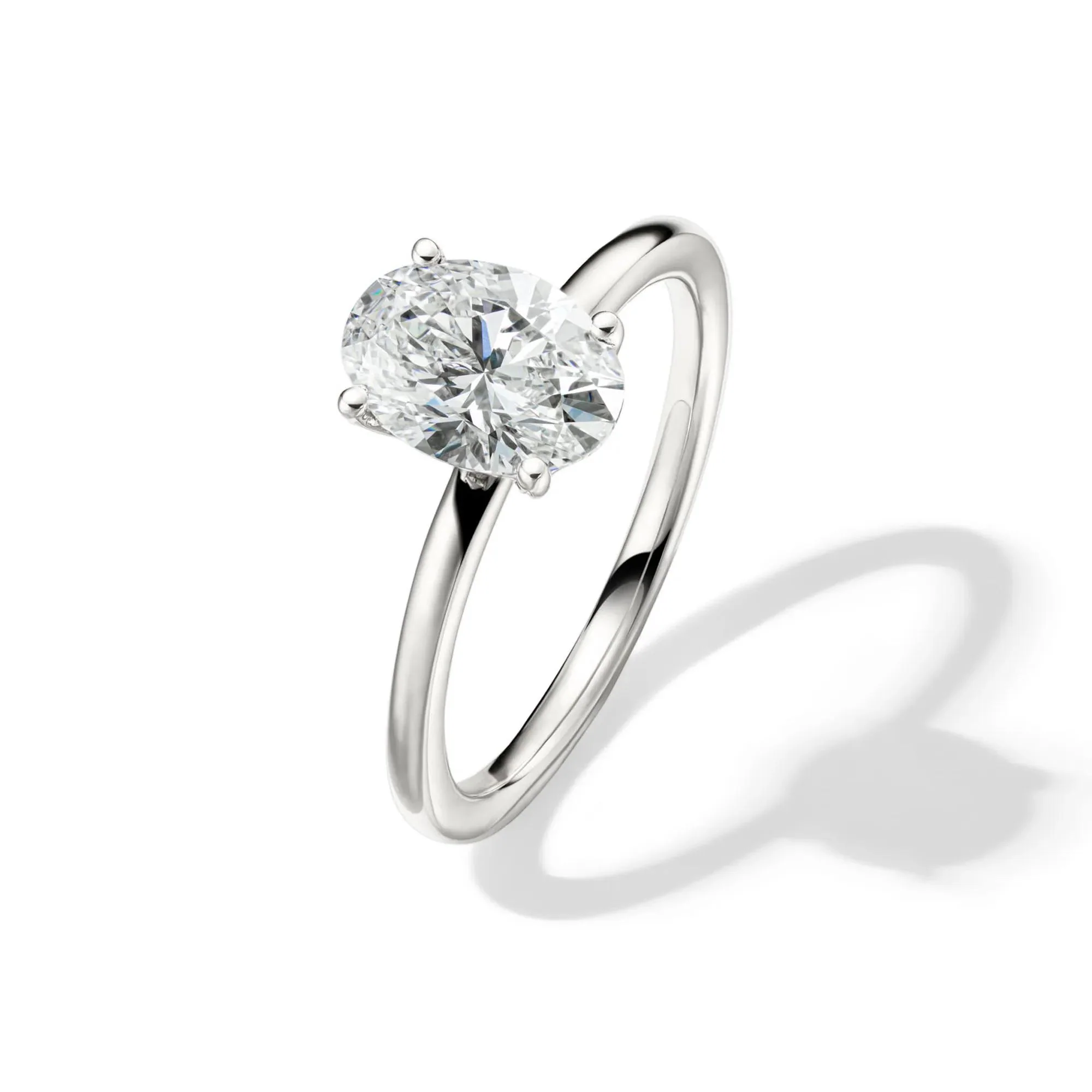 Lab Grown Diamond Oval Solitaire Engagement Ring Platinum (1/2 CT.) White Size 10 2mm - Image 4