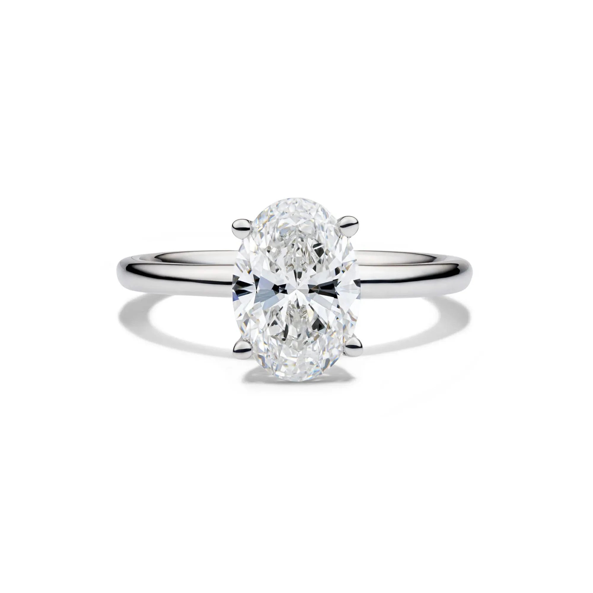 Lab Grown Diamond Oval Solitaire Engagement Ring Platinum (2 CT.) White Size 4.5 2mm