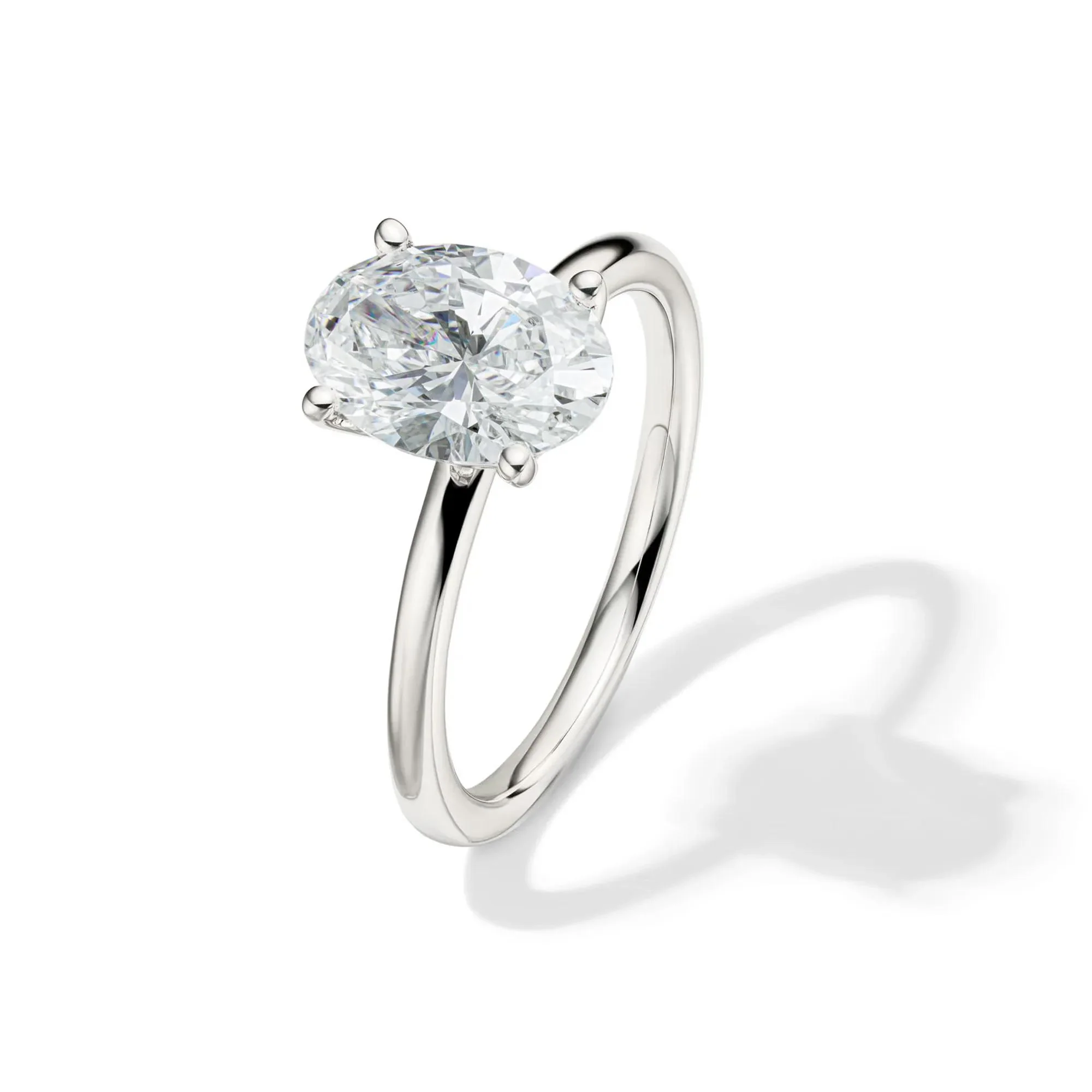 Lab Grown Diamond Oval Solitaire Engagement Ring Platinum (2 CT.) White Size 6 2mm - Image 4