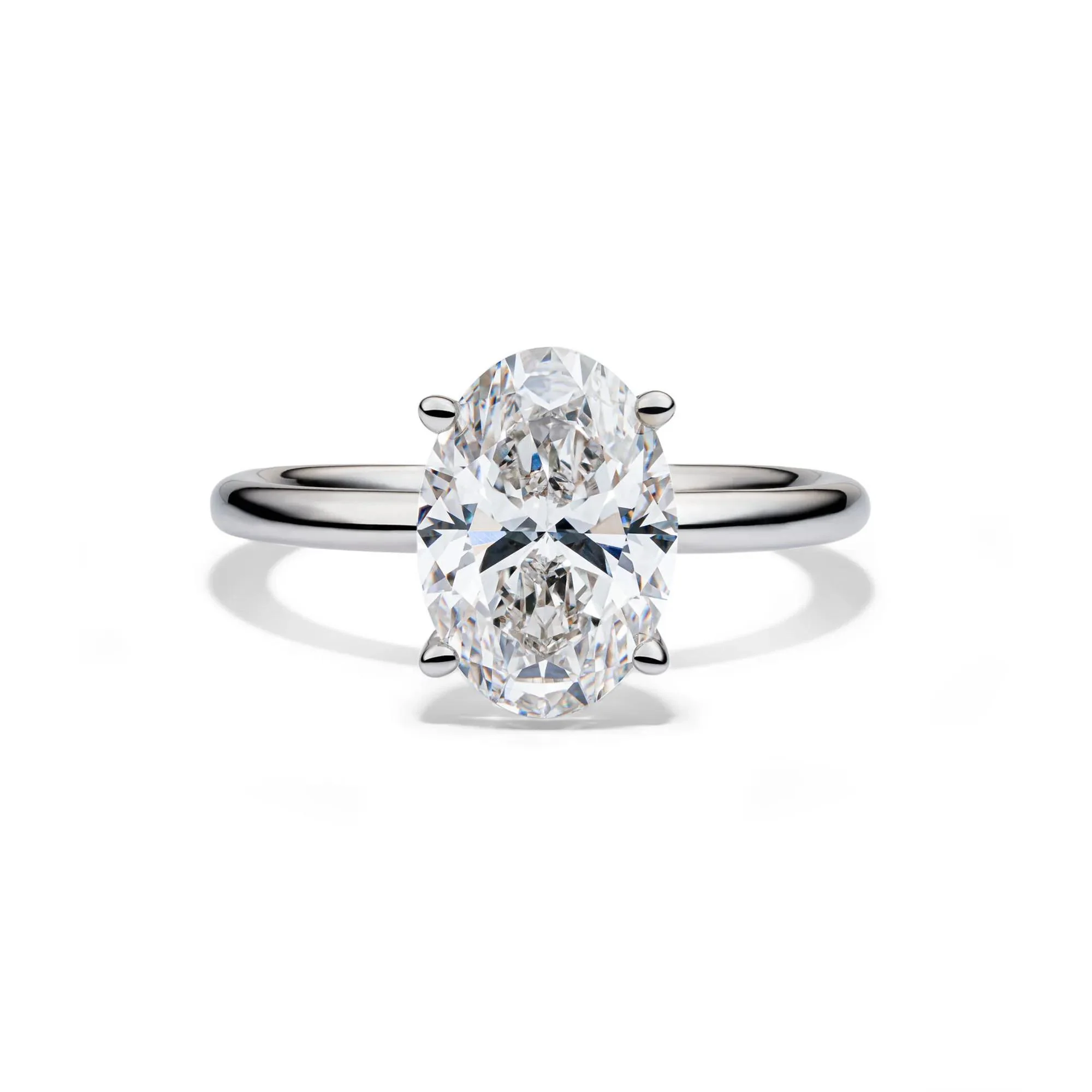 Lab Grown Diamond Oval Solitaire Engagement Ring Platinum (3 CT.) White Size 5 2mm