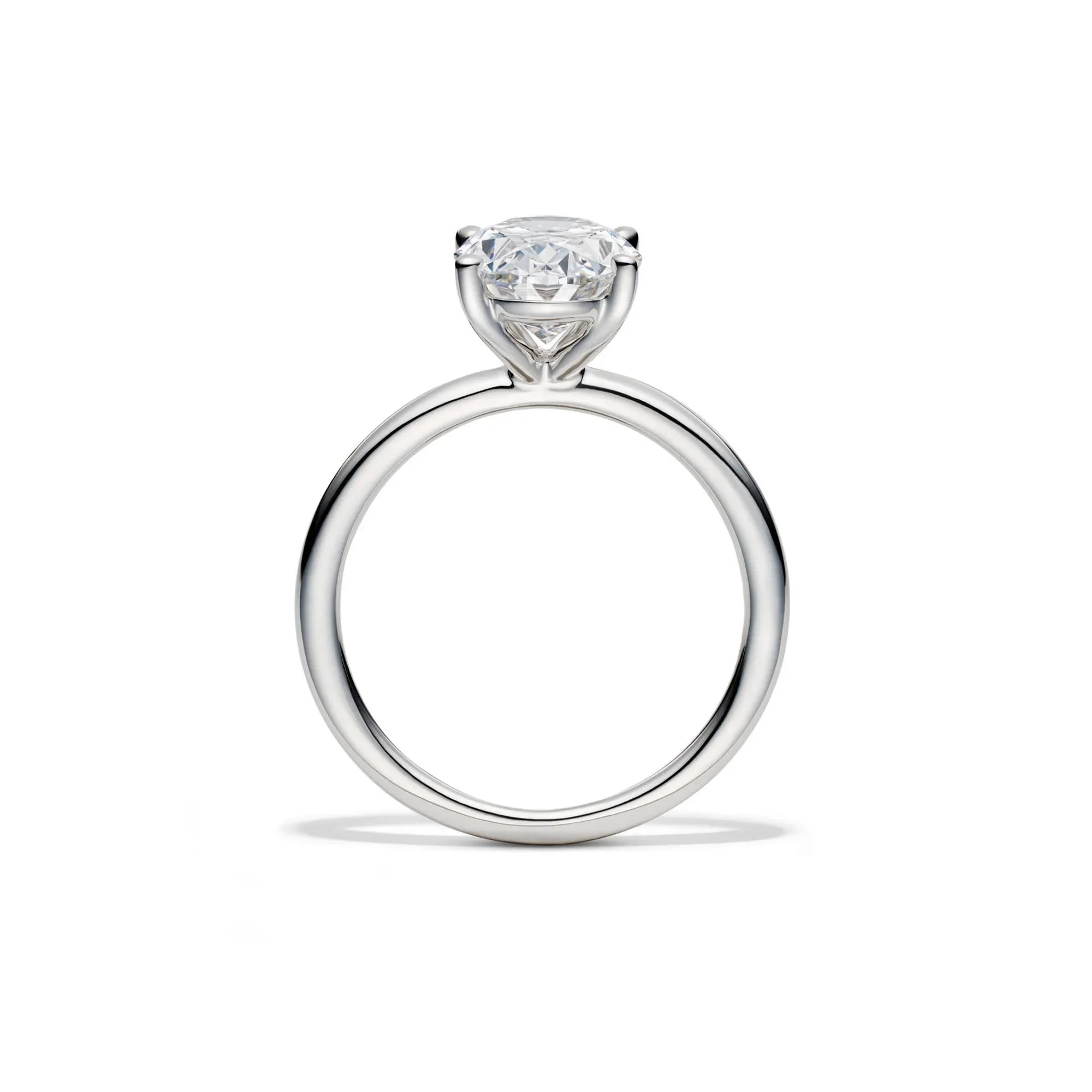 Lab Grown Diamond Oval Solitaire Engagement Ring Platinum (3 CT.) White Size 6.5 2mm - Image 2
