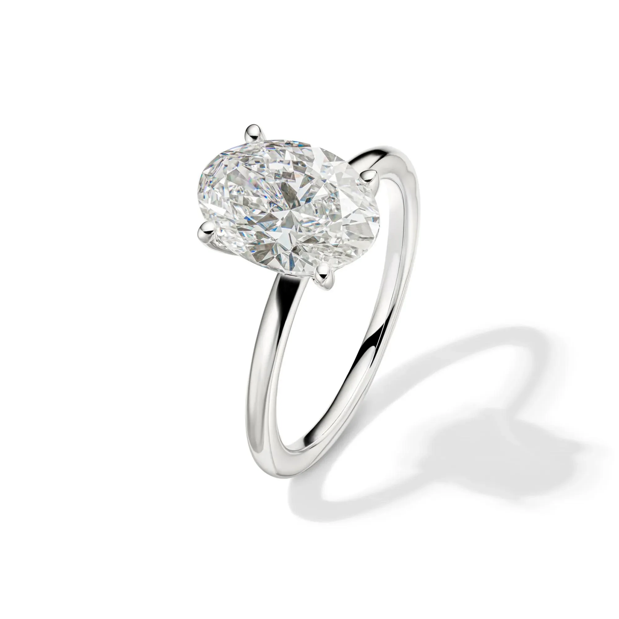 Lab Grown Diamond Oval Solitaire Engagement Ring Platinum (3 CT.) White Size 8.5 2mm - Image 4