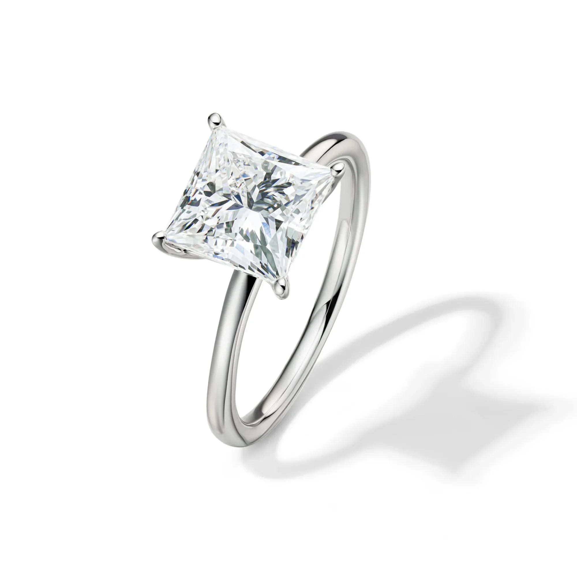 Lab Grown Diamond Princess-Cut Solitaire Engagement Ring Platinum (3 CT.) White Size 7 2mm - Image 4