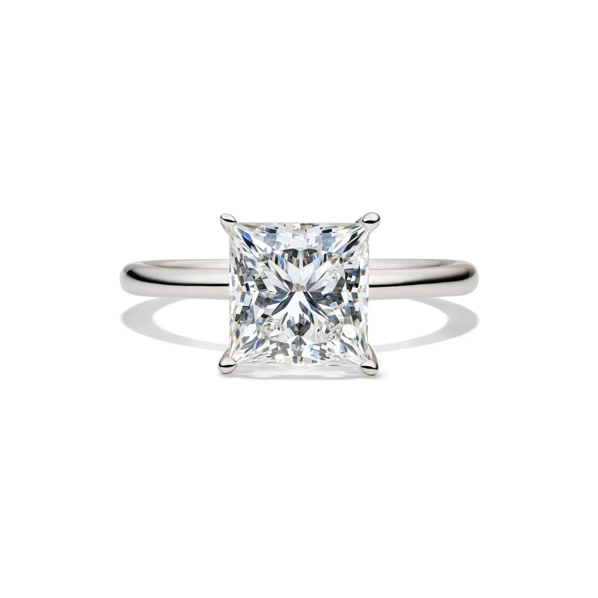 Lab Grown Diamond Princess-Cut Solitaire Engagement Ring Platinum (3 CT.) White Size 9.5 2mm