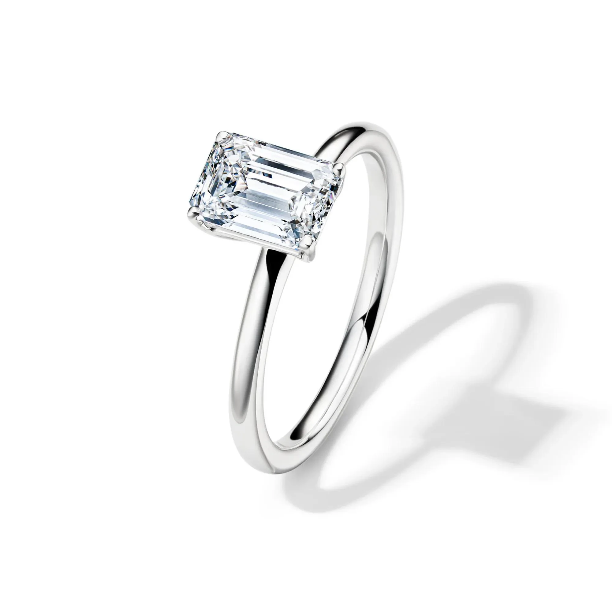 Lab Grown Diamond Emerald-Cut Solitaire Ring Platinum (1/2 CT.) White Size 5.5 2mm - Image 4