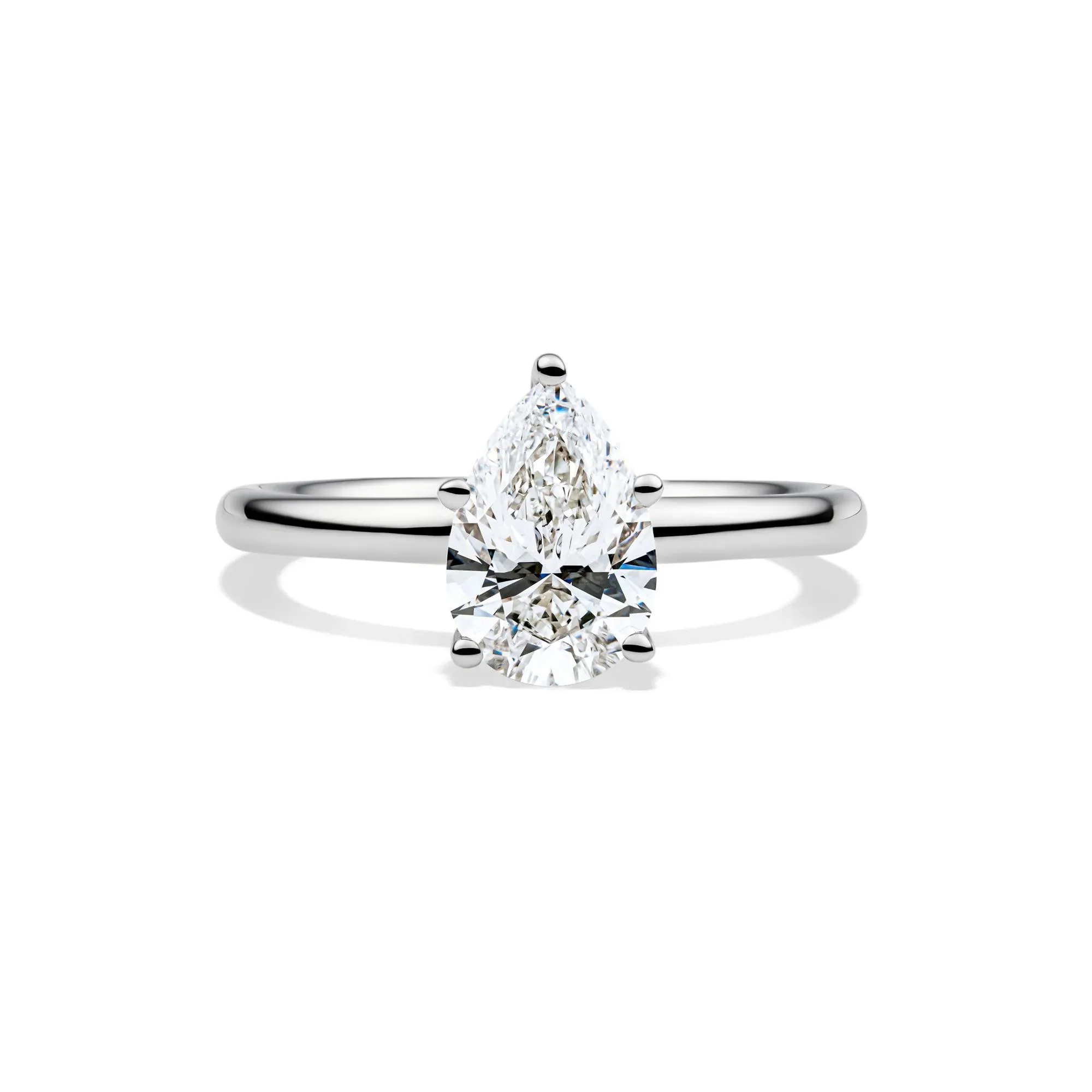 Lab Grown Diamond Pear-Shaped Solitaire Engagement Ring Platinum (1/2 CT.) White Size 4 2mm