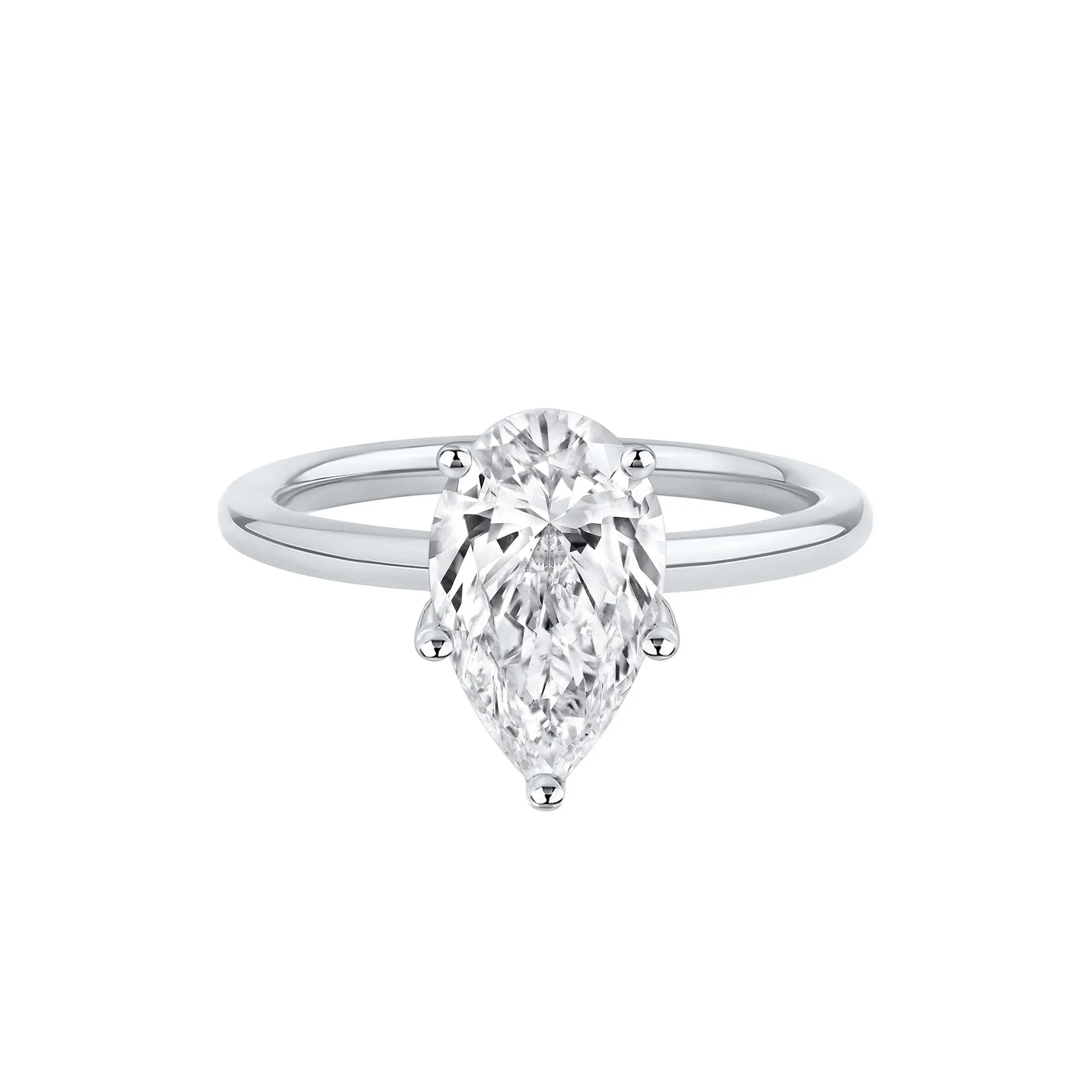 Lab Grown Diamond Pear-Shaped Solitaire Engagement Ring Platinum (2 CT.) White Size 7 2mm