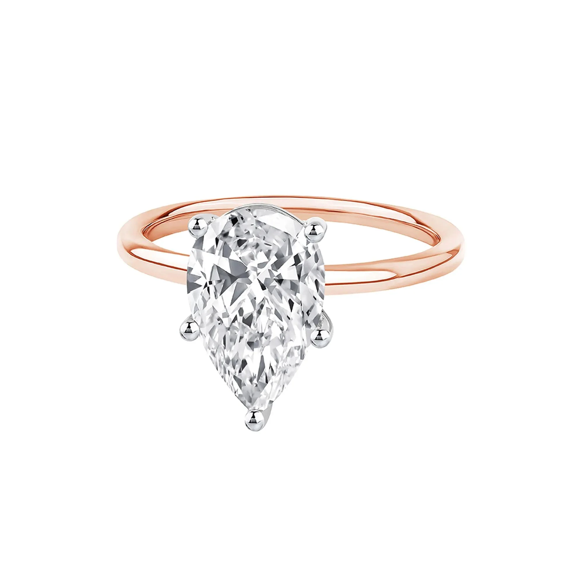 Lab Grown Diamond Pear-Shaped Solitaire Engagement Ring 14K Rose Gold (3 CT.) Size 4 2mm - Image 4