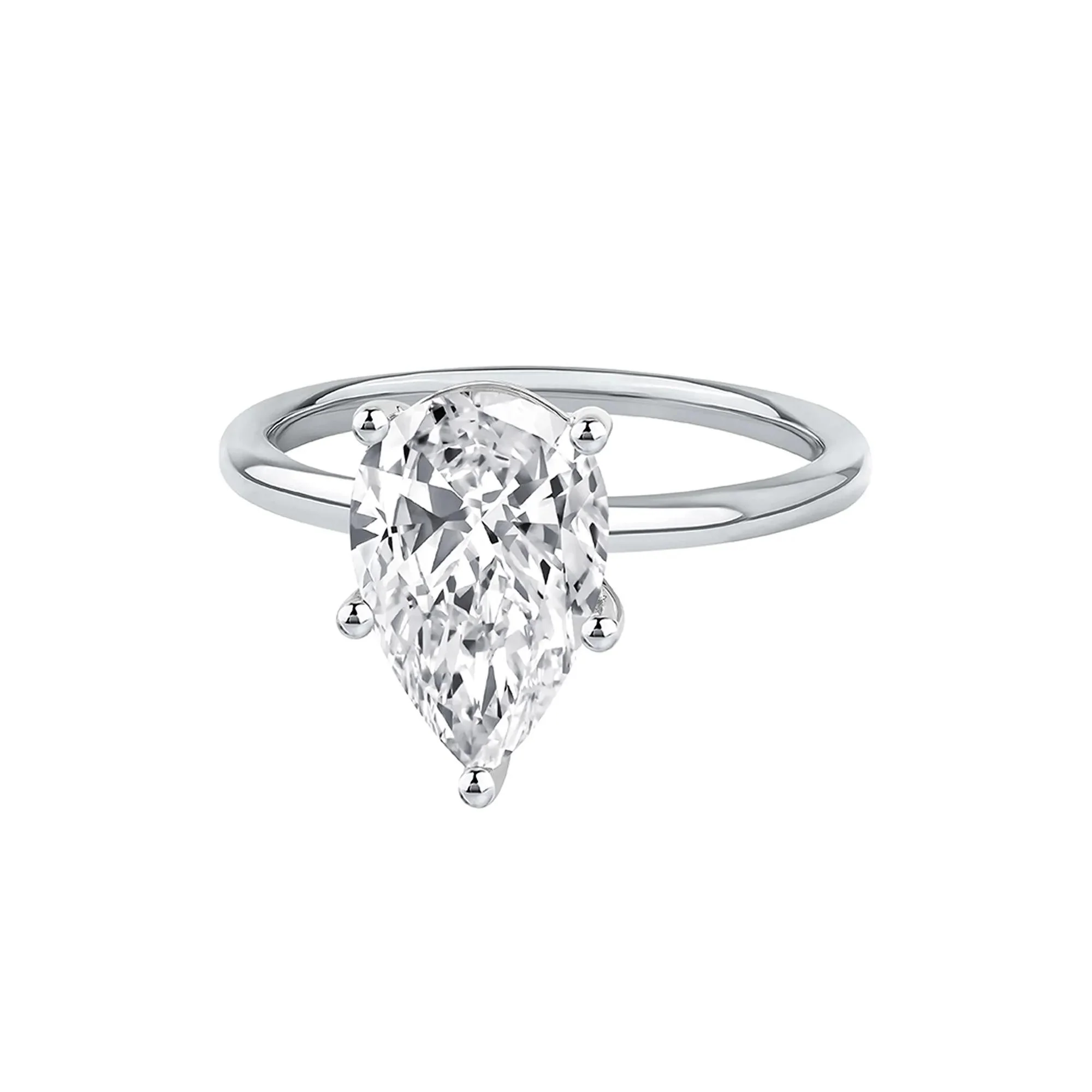 Lab Grown Diamond Pear-Shaped Solitaire Engagement Ring 14K White Gold (3 CT.) Size 5 2mm - Image 4