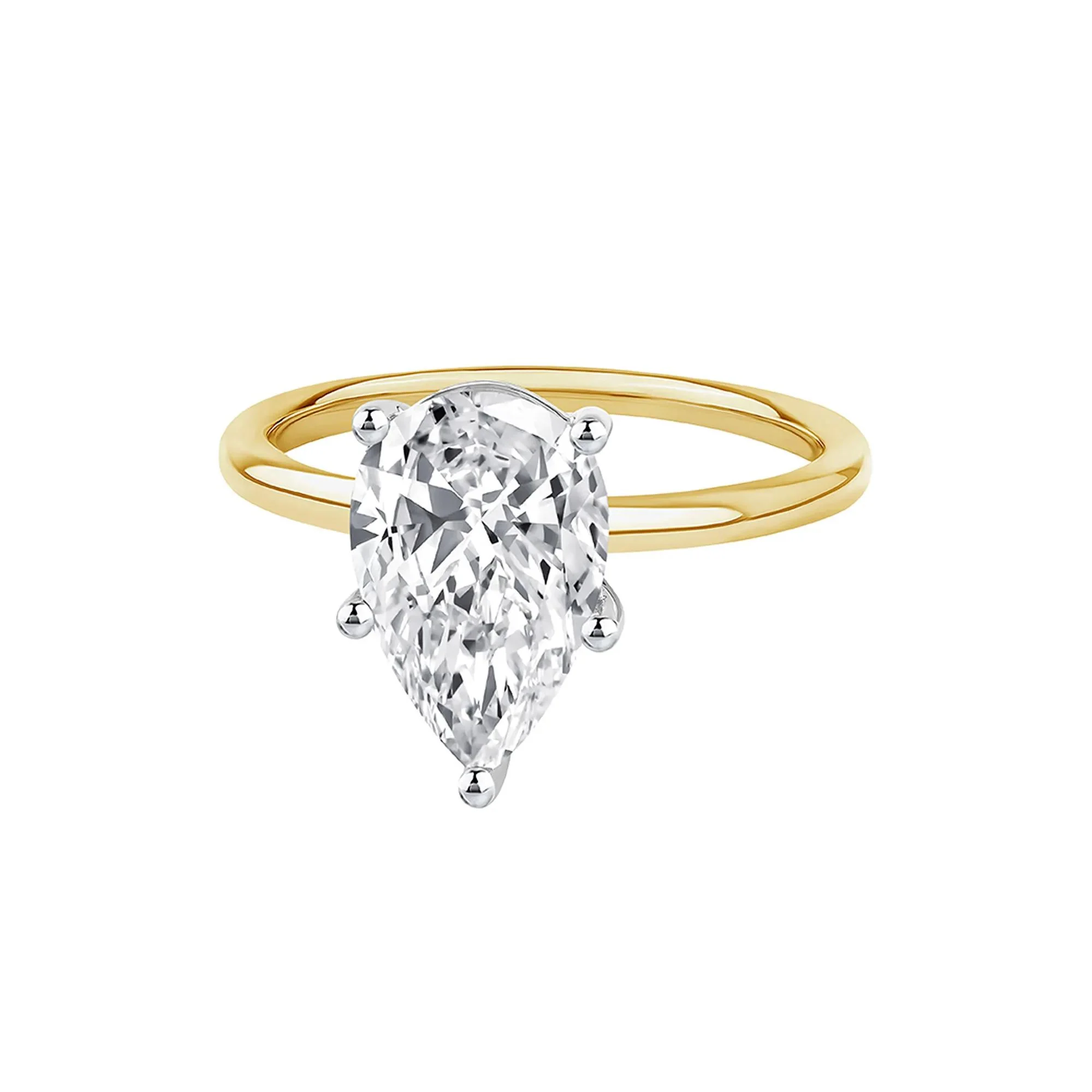 Lab Grown Diamond Pear-Shaped Solitaire Engagement Ring 14K Yellow Gold (3 CT.) Size 10 2mm - Image 4