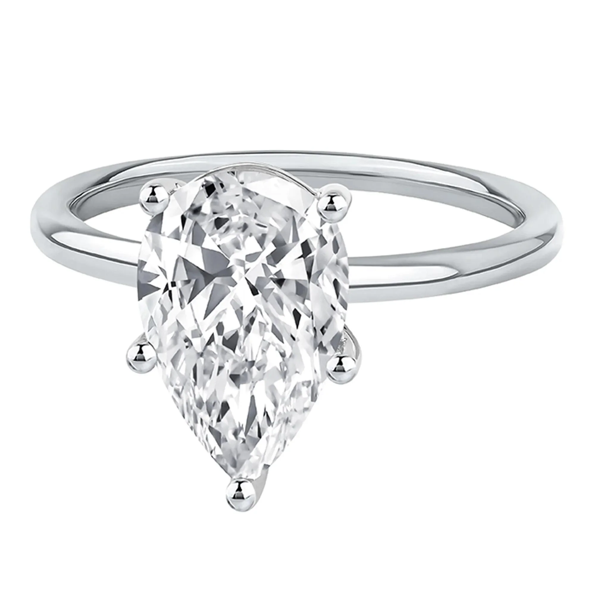 Lab Grown Diamond Pear-Shaped Solitaire Engagement Ring Platinum (3 CT.) White Size 10 2mm - Image 4