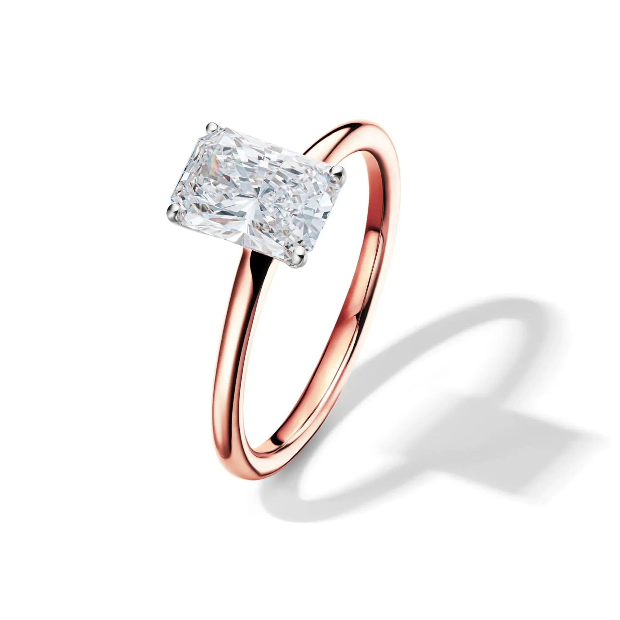 Lab Grown Diamond Radiant-Cut Solitaire Ring 14K Rose Gold (1/2 CT.) Size 10 2mm - Image 4